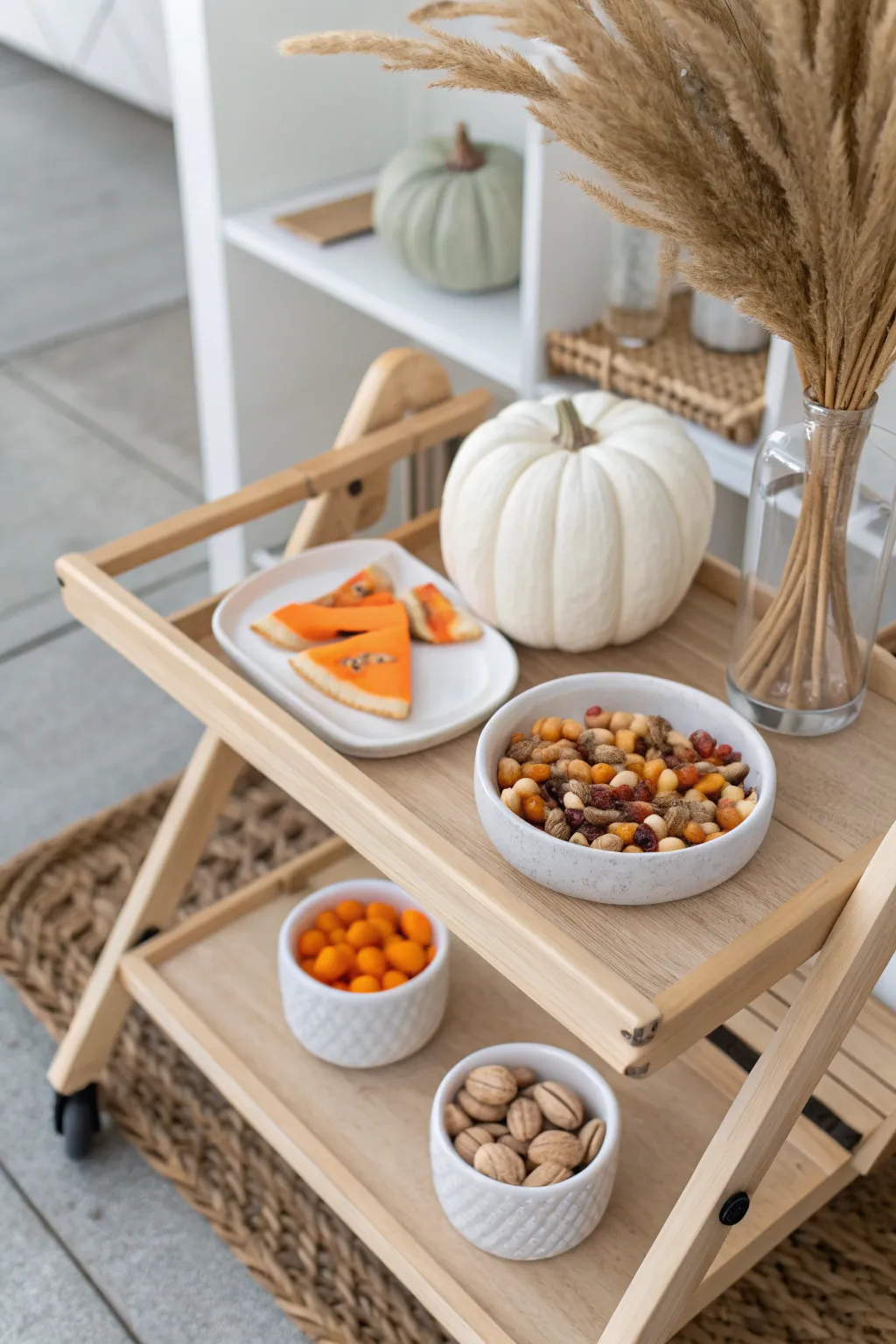 Elevate your snack game with a themed cart that combines minimalist elegance with festive charm!