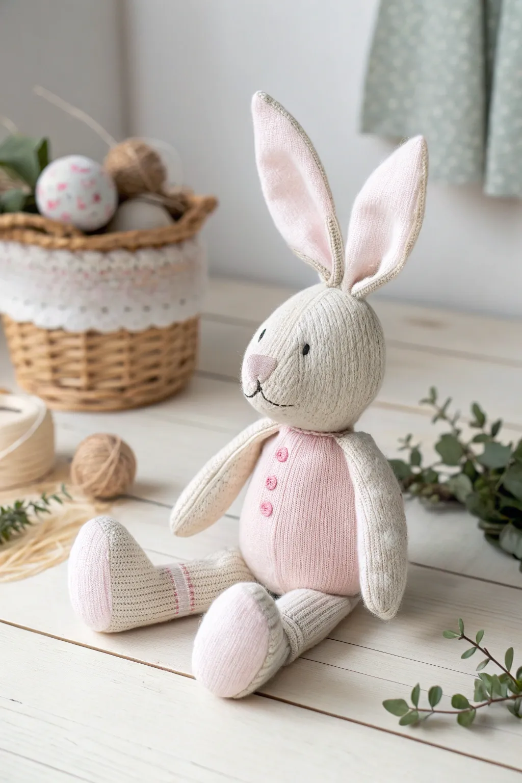 Transform your old socks into this cuddly bunny plushie, the perfect blend of minimalist charm and boho whimsy!