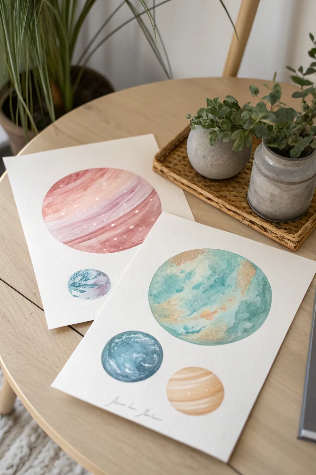 Craft your own celestial masterpiece with simple sponge-painted planet circles. Embrace the beauty of minimalism and creativity!