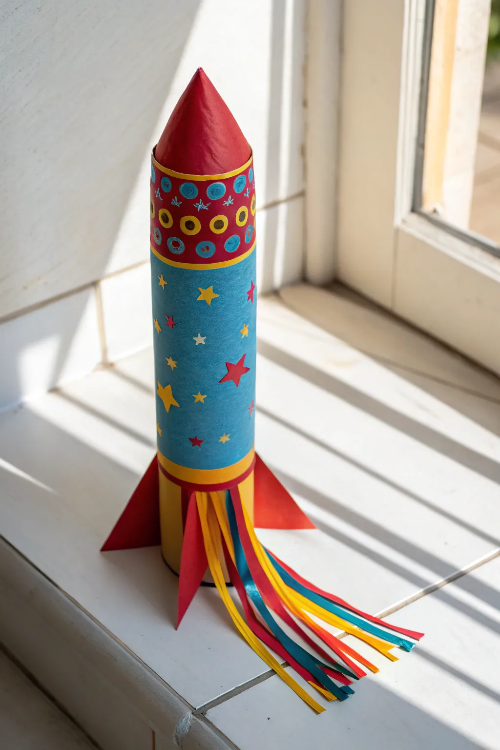 Blast off with creativity! 🪐✨ Transform everyday items into colorful adventures with this DIY cardboard rocket idea.