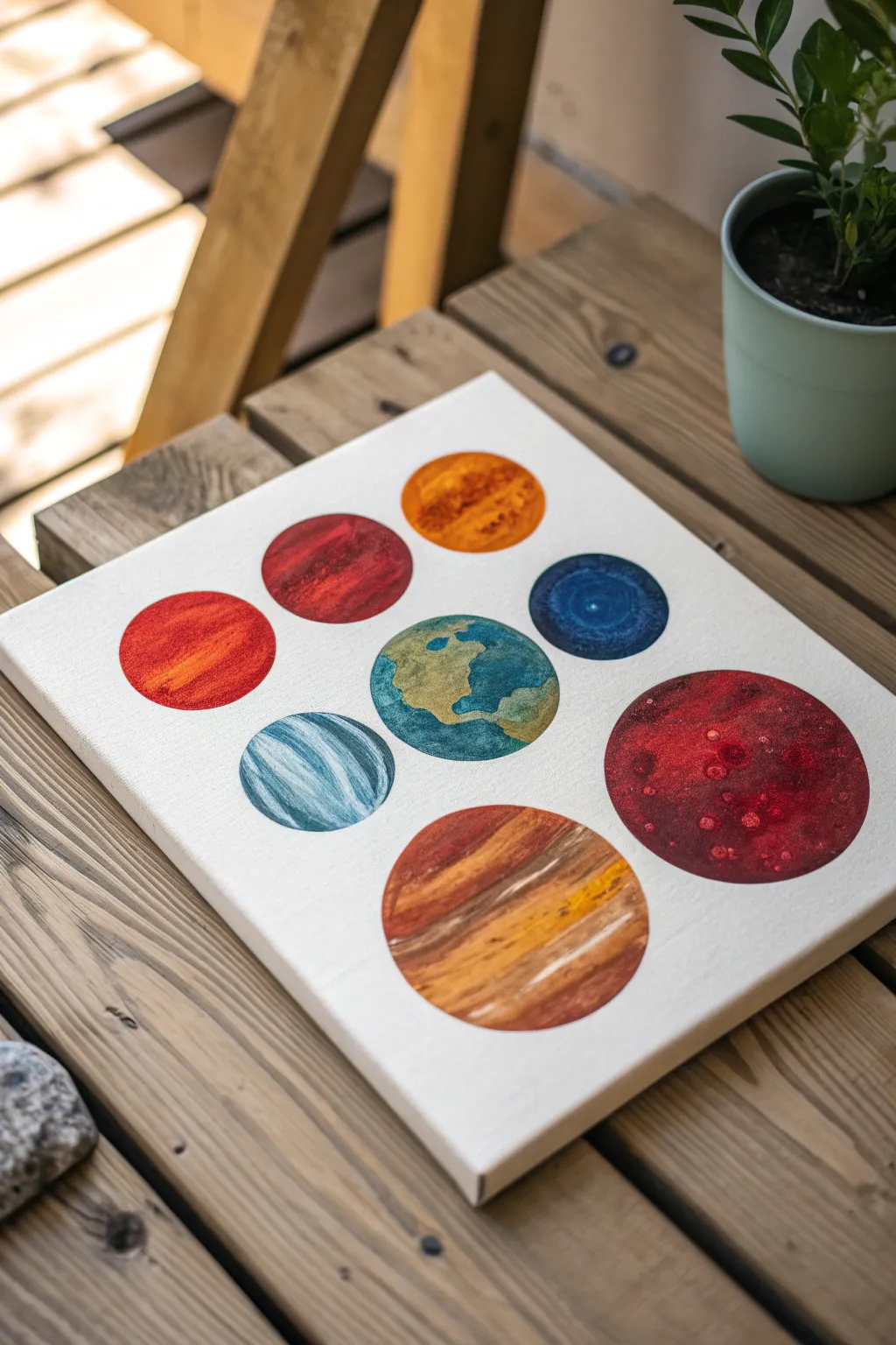 Elevate your space with a celestial touch: a handcrafted planet parade on canvas.