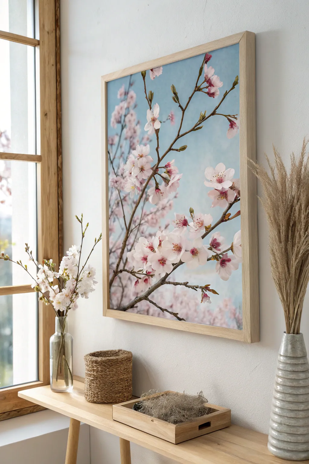 Embrace the serenity of spring with this minimalist cherry blossom canvas, perfect for adding a touch of natural beauty to any space.