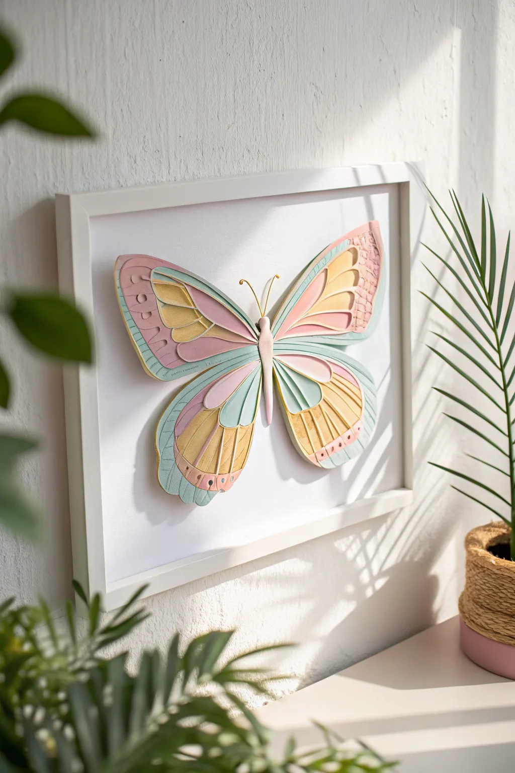 Bring a touch of whimsy and color to your space with this elegant butterfly wall art.