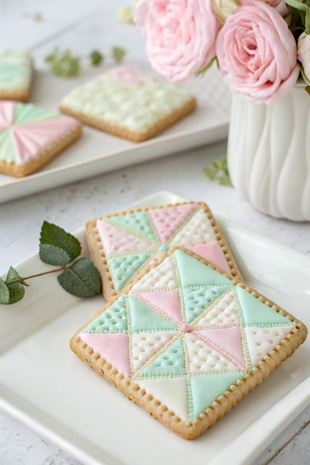 Embrace the warmth of tradition with a charming quilt-inspired cookie design.