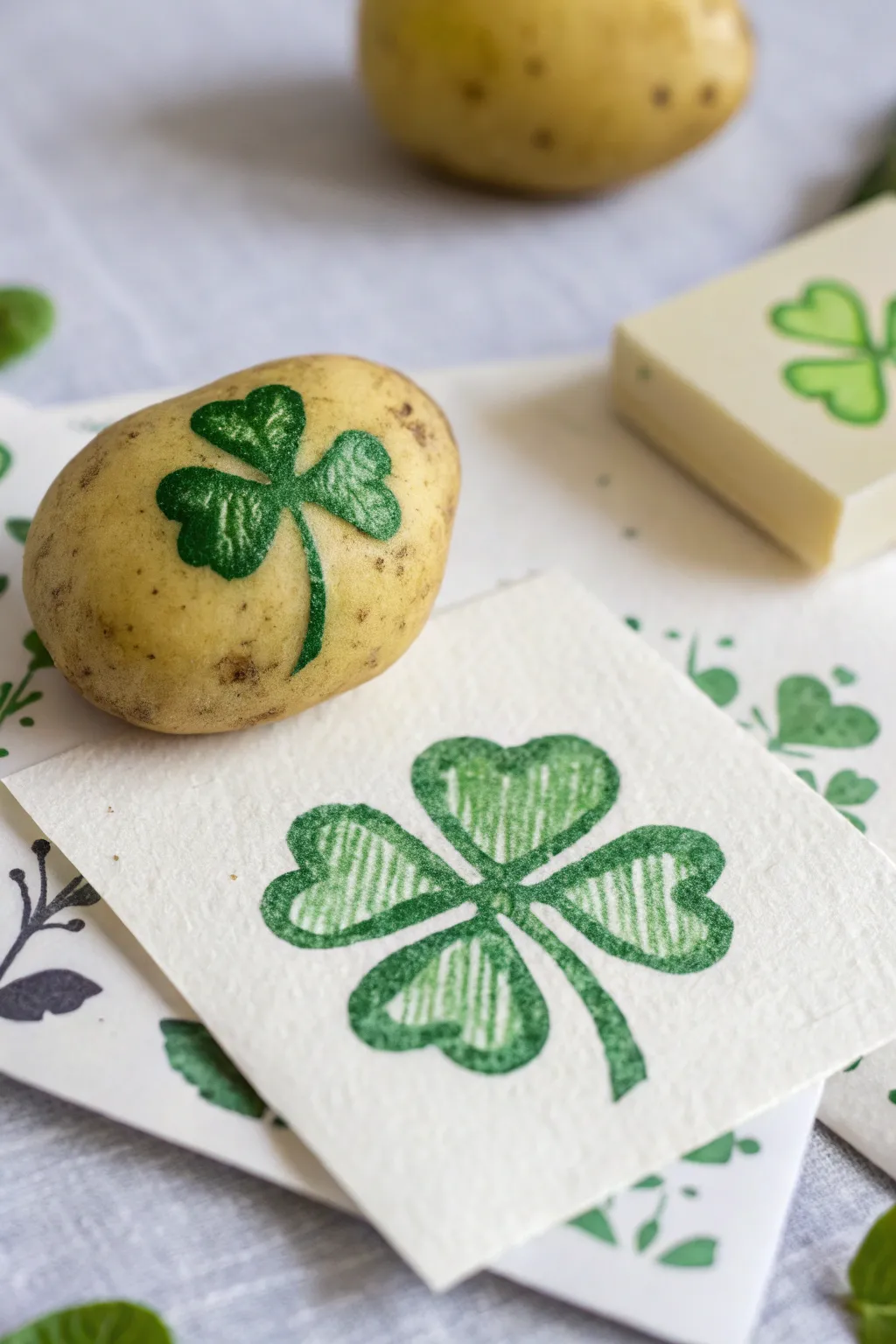 Craft your own St. Patrick's Day magic with a simple yet charming shamrock stamp!