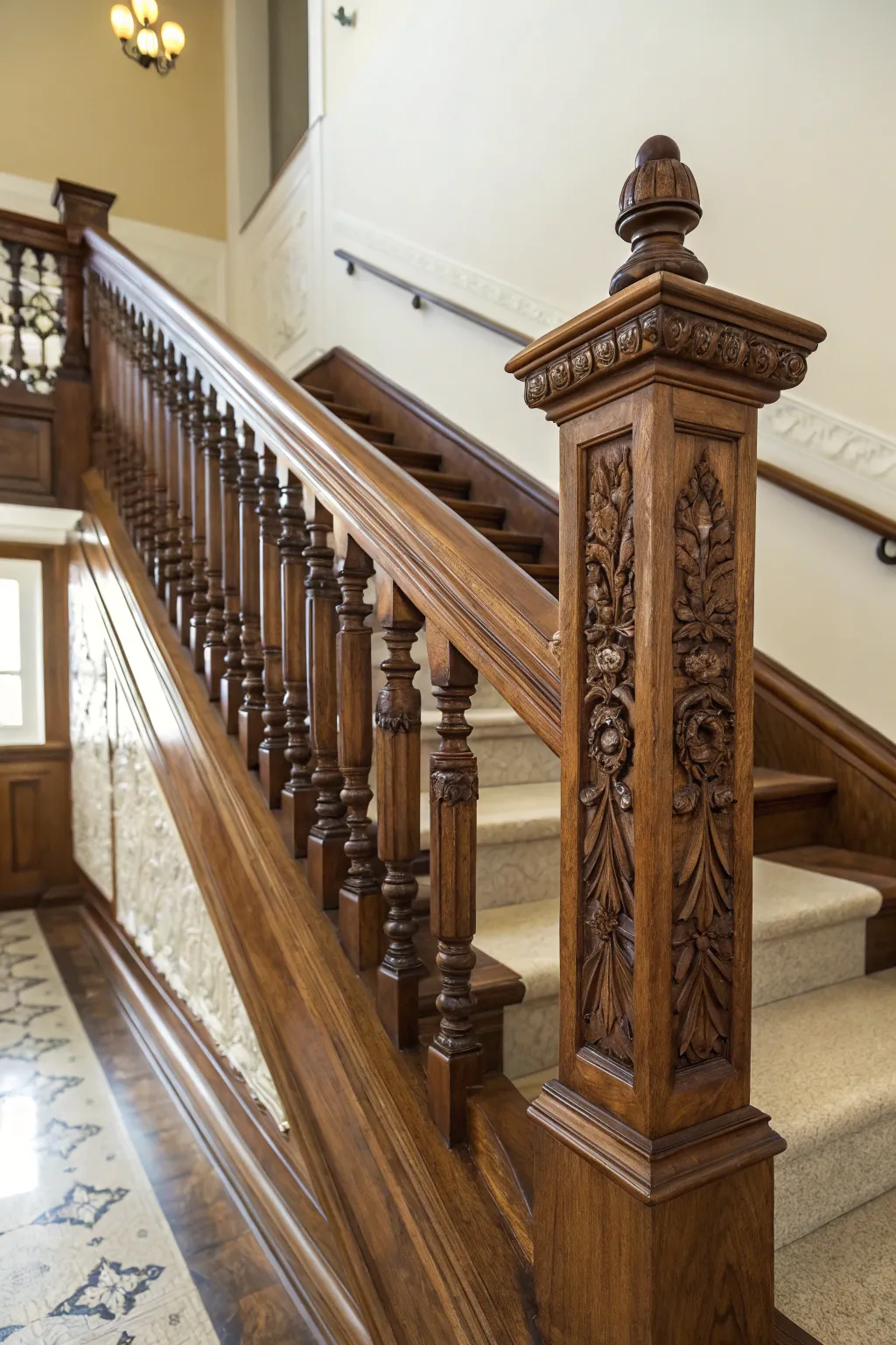 Elevate your home with the timeless elegance of a classic wooden handrail.