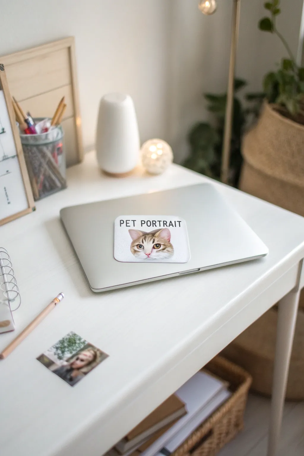 Celebrate your pet's charm with a custom sticker that adds a personal touch to your minimalist space.