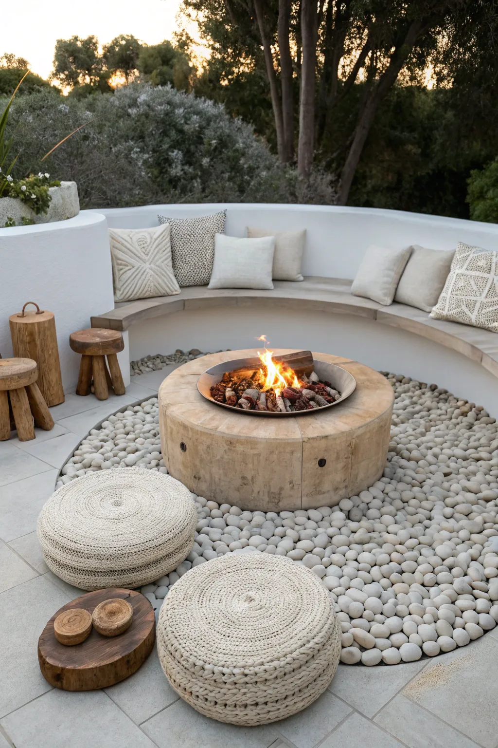 Gather 'round the glow: A minimalist fire pit setting for unforgettable evenings.