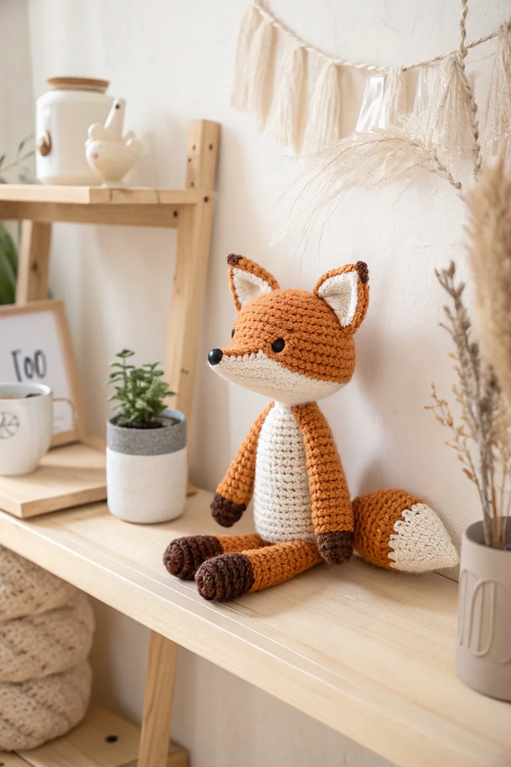 Embrace woodland charm with this delightful crochet fox, a perfect blend of cozy and chic for your minimalist sanctuary.