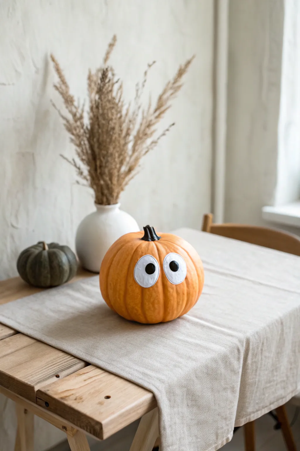 Whimsical charm meets minimalist style: Googly Eyed Pumpkin fun!