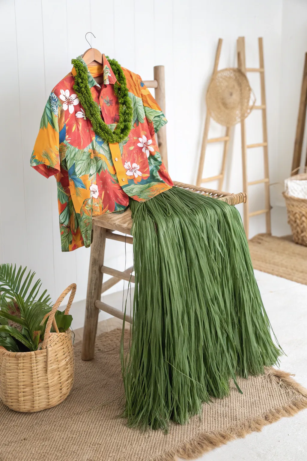 Embrace island vibes with this handcrafted tropical luau ensemble.