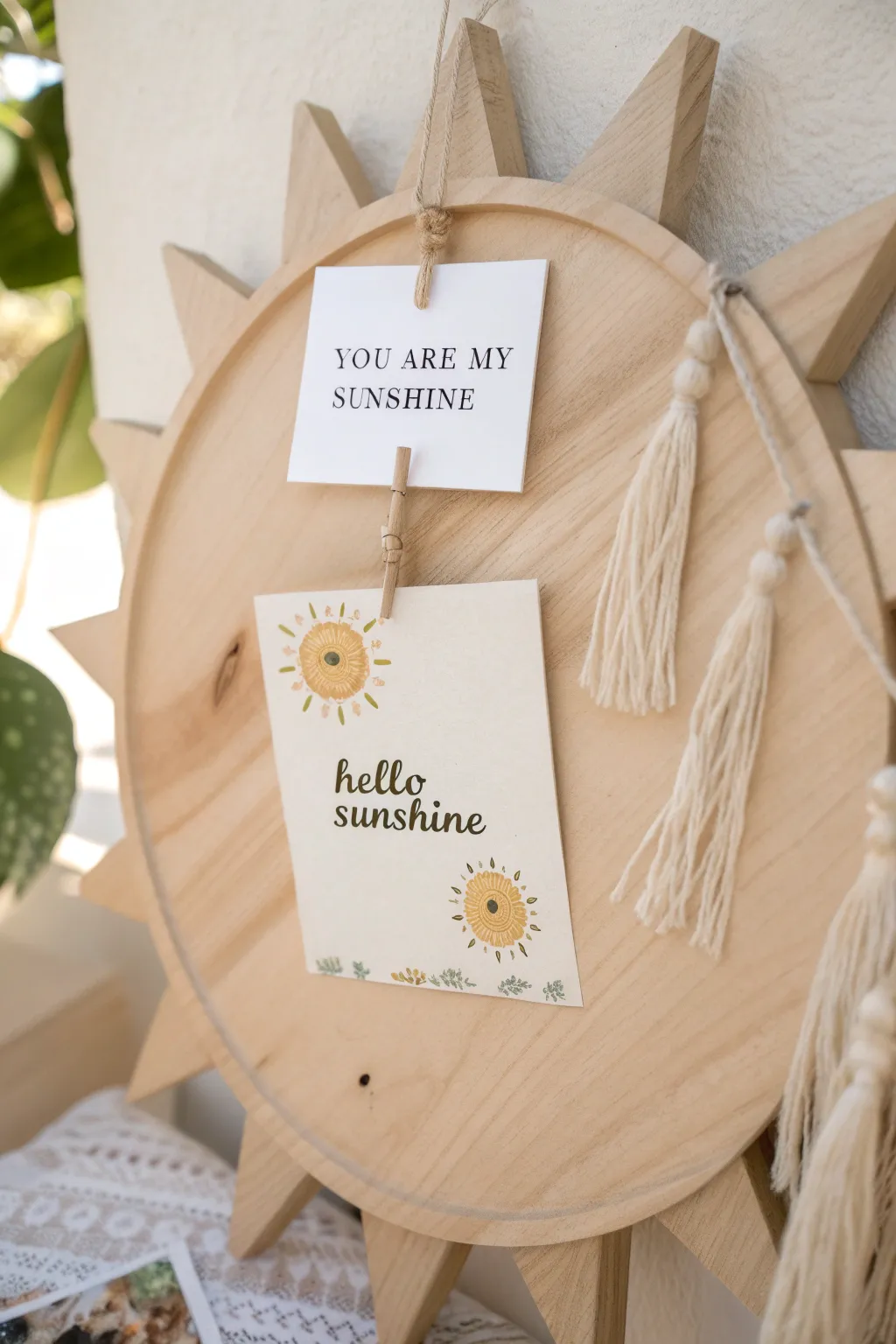 Brighten up your day with sunny quotes on a beautifully crafted wooden bulletin board.