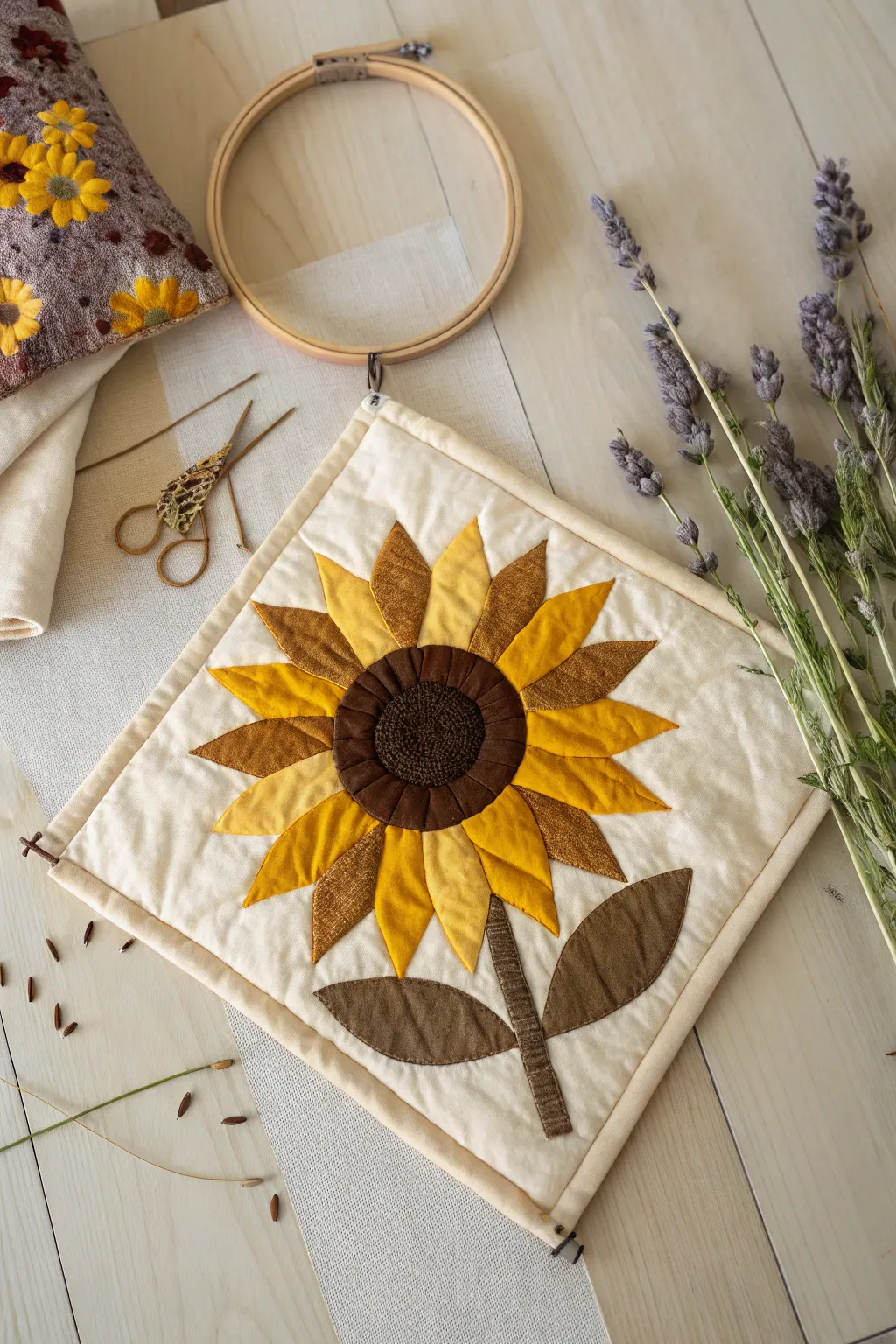 Embrace simplicity with the classic sunflower block—a perfect blend of Scandinavian minimalism and Boho elegance.