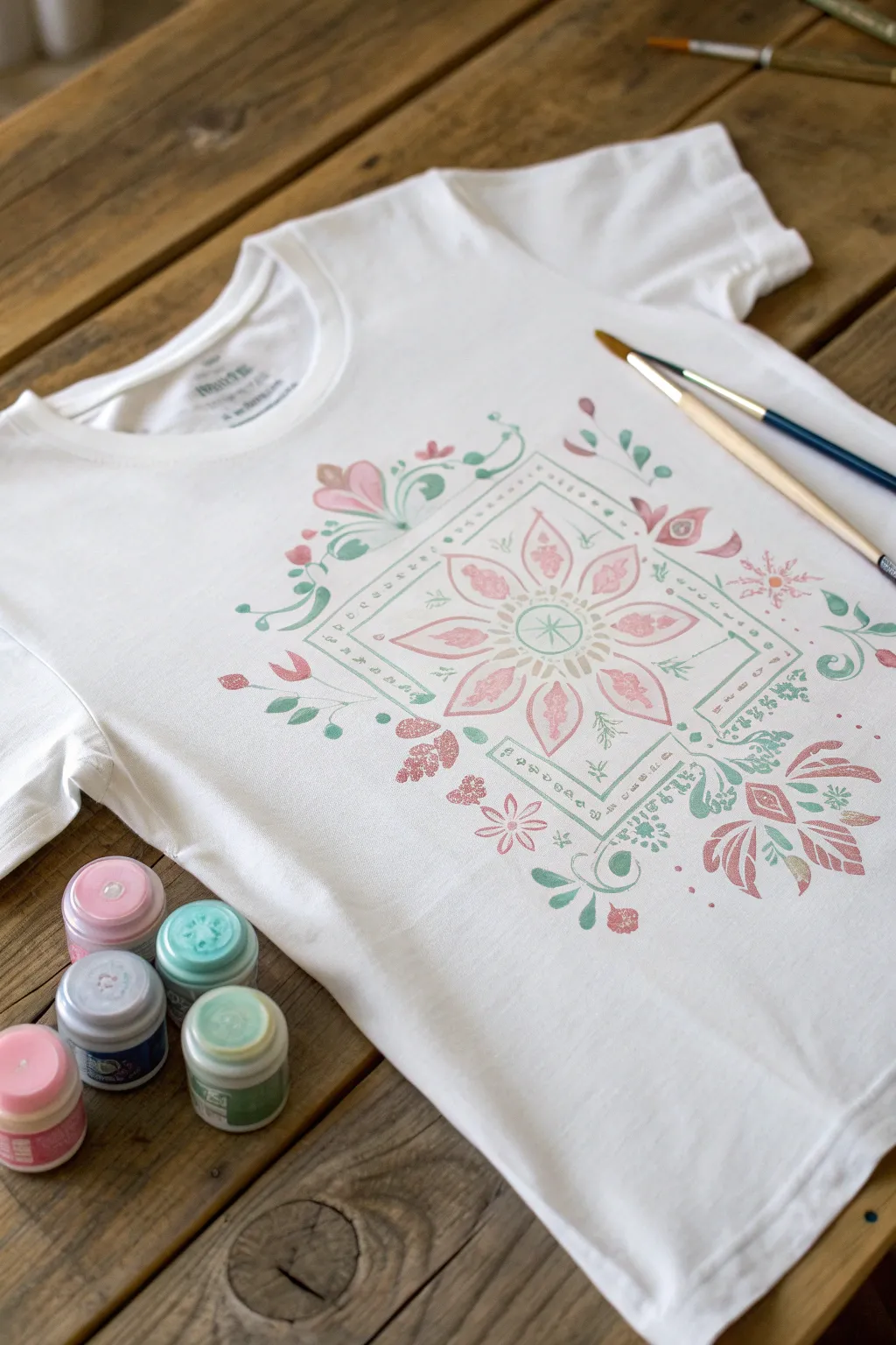 Transform your t-shirt into a canvas of creativity with stencils and paint—where art meets fashion in minimalist elegance.