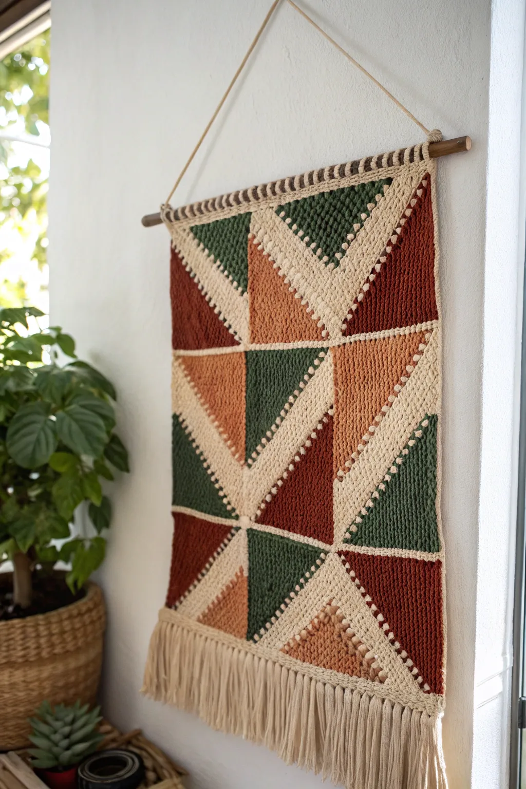 Transform your space with a bold geometric tapestry—where craftsmanship meets modern elegance.