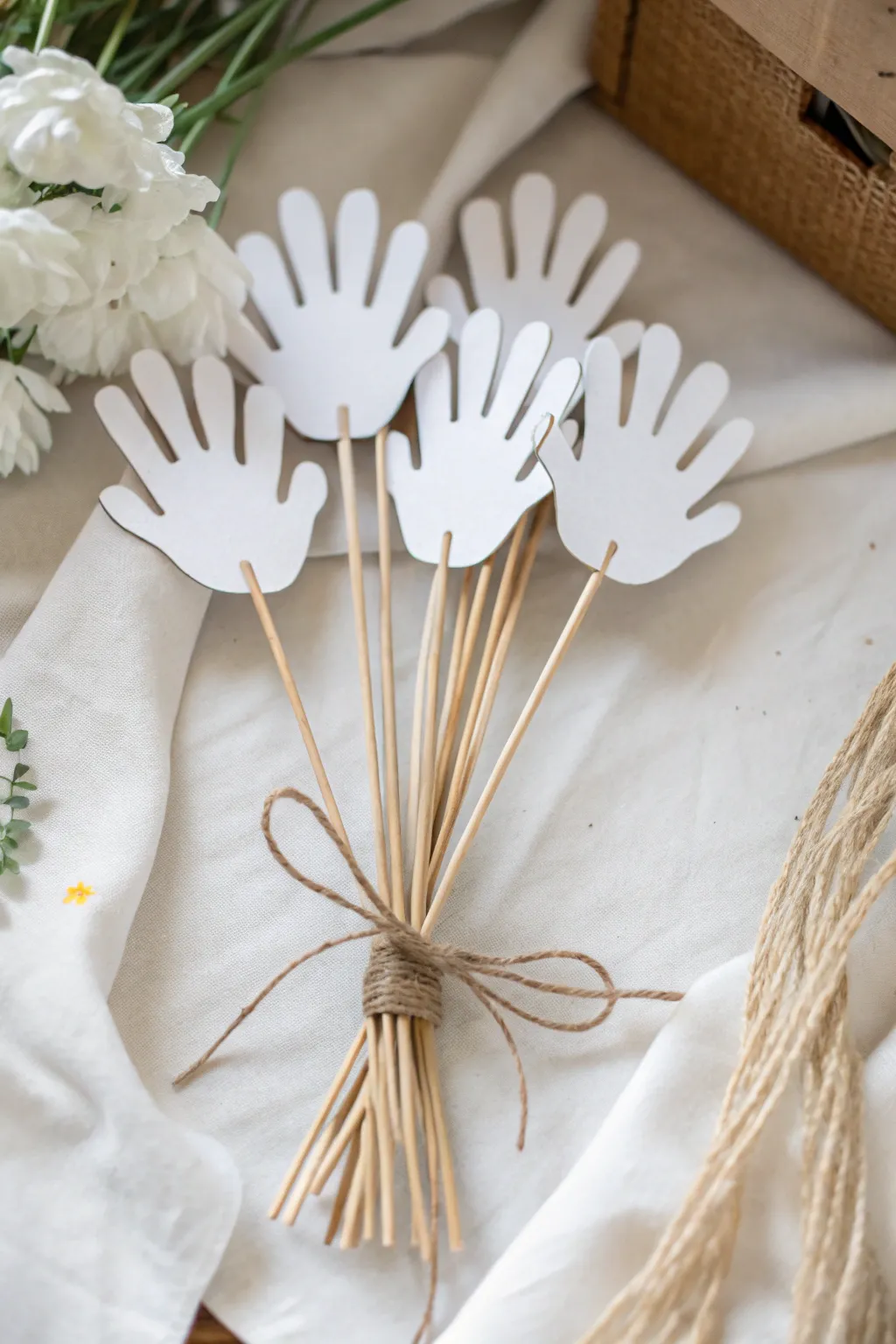 Celebrate the art of giving with a handprint bouquet: a heartfelt gift for teachers, blending simplicity and charm.