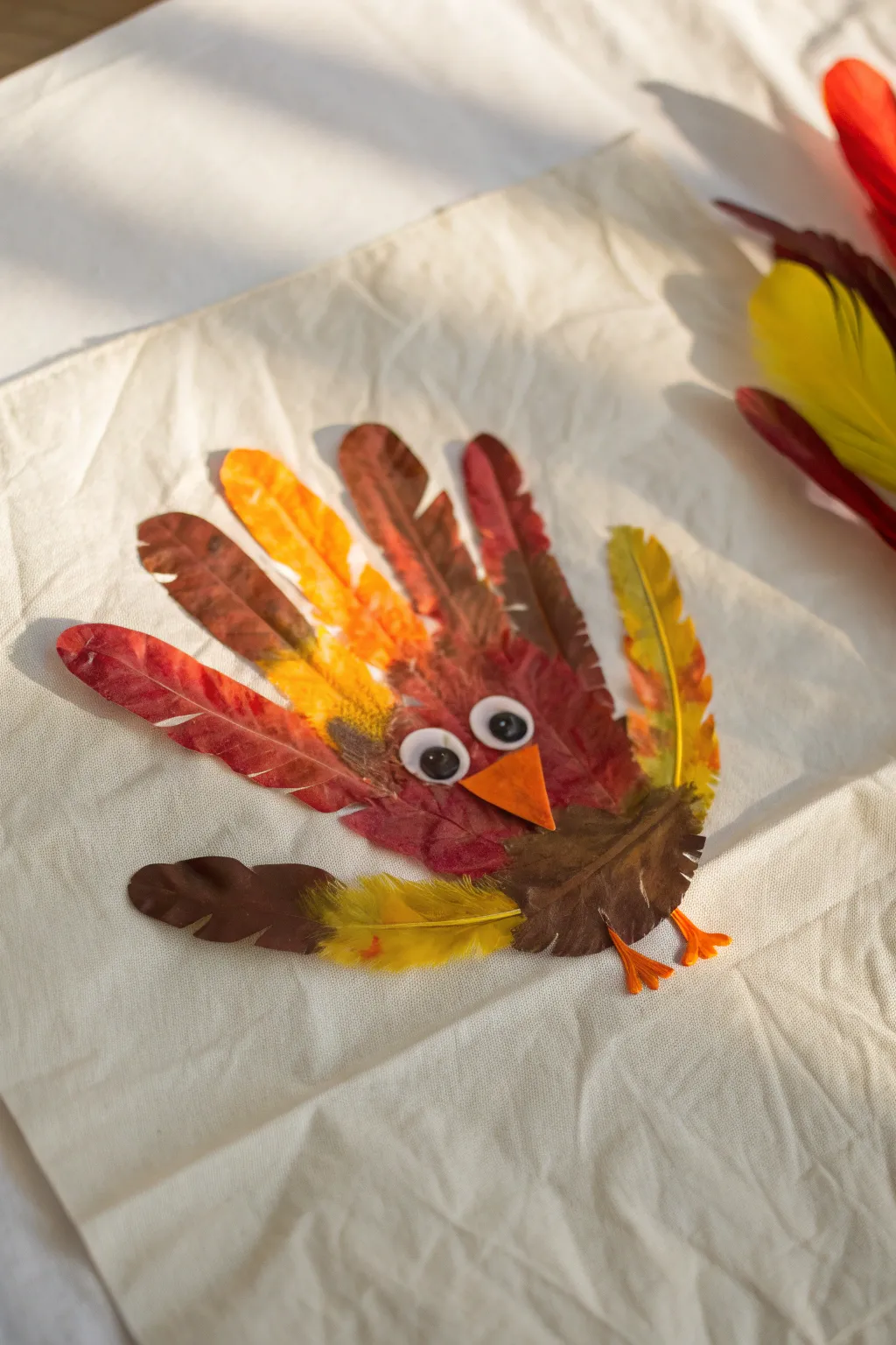 Capture the joy of Thanksgiving with this adorable feathered turkey handprint craft!