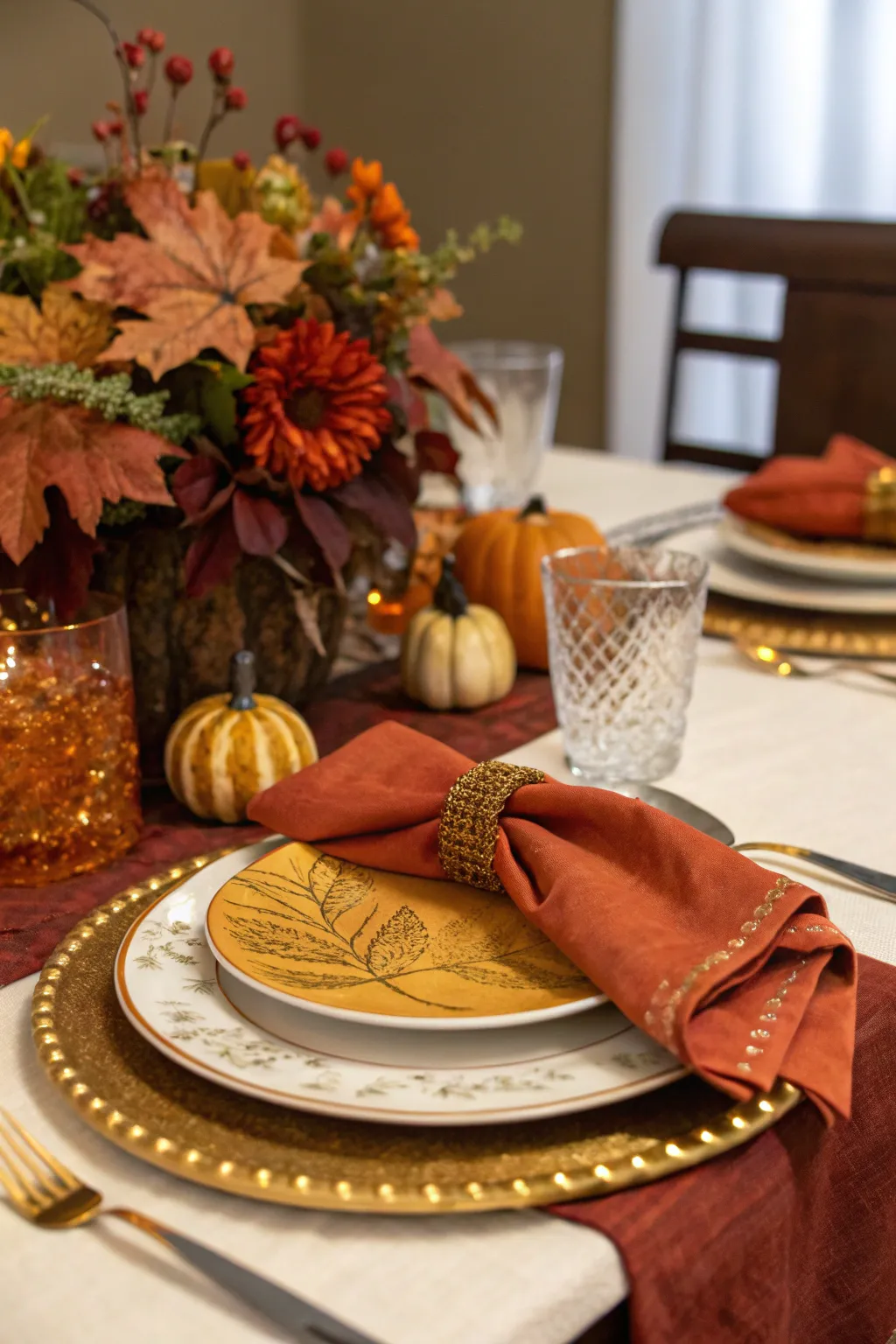 Autumnal colors bring warmth and coziness to the table.
