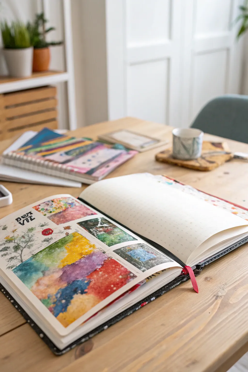 Dive into a world of color and texture with this layered sketchbook masterpiece.