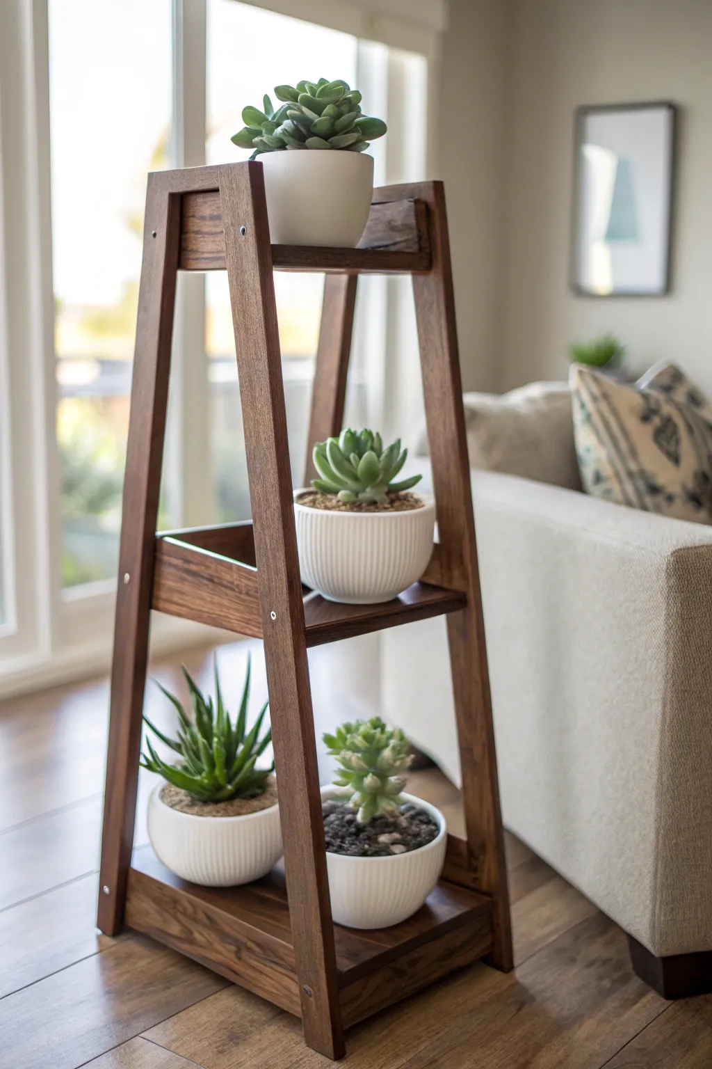Elevate your greenery with handcrafted elegance: Discover the beauty of chic wooden plant stands.