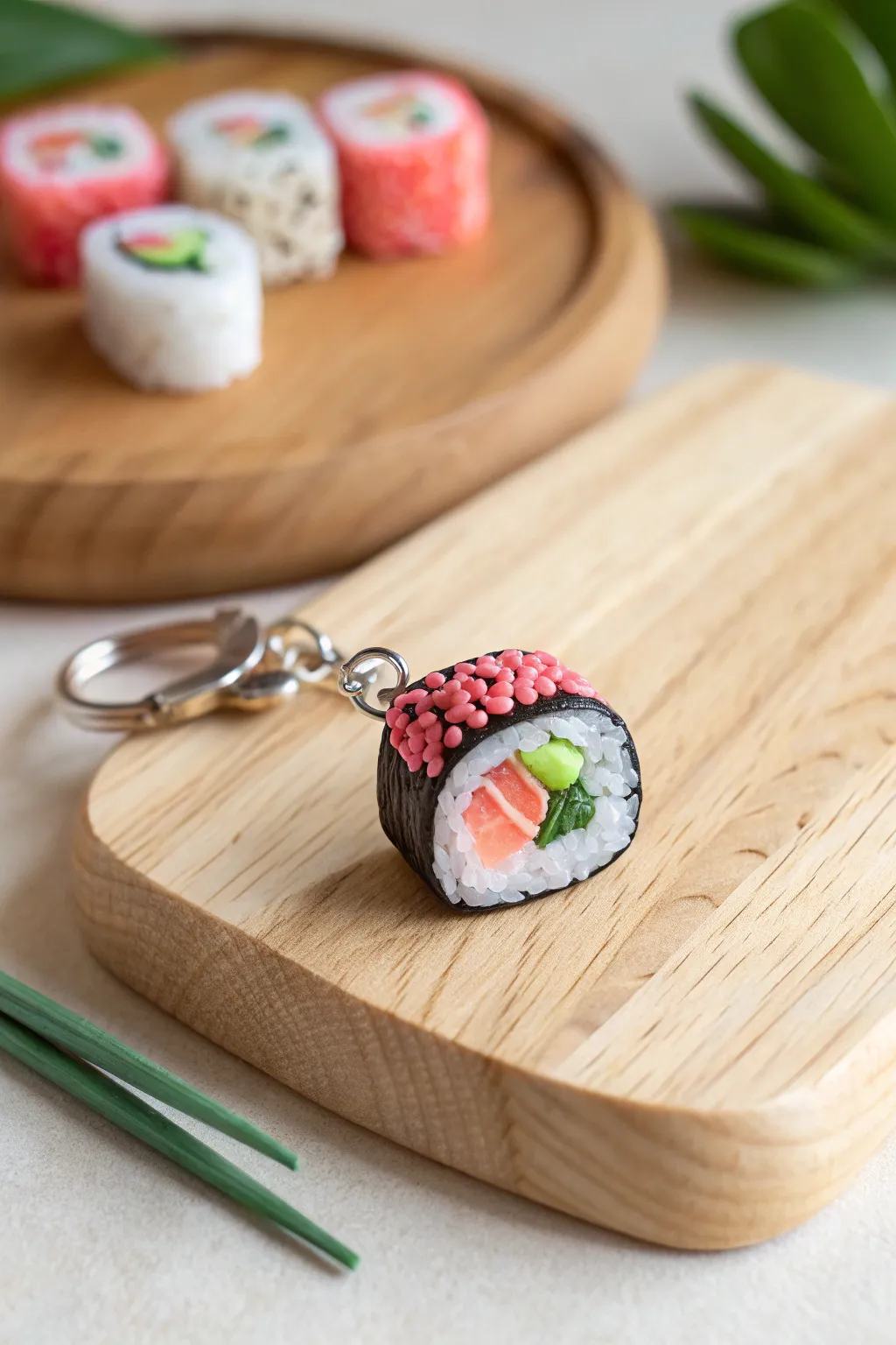Tiny delights: Handcrafted sushi charm that brings a taste of whimsy to your day.