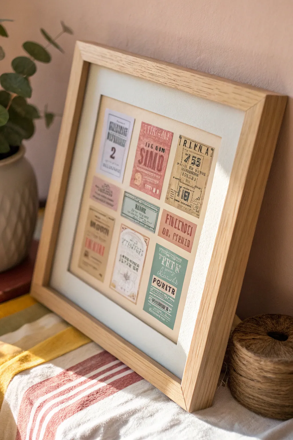 Transform memories into art with a chic ticket stub collage that adds charm and character to any room.