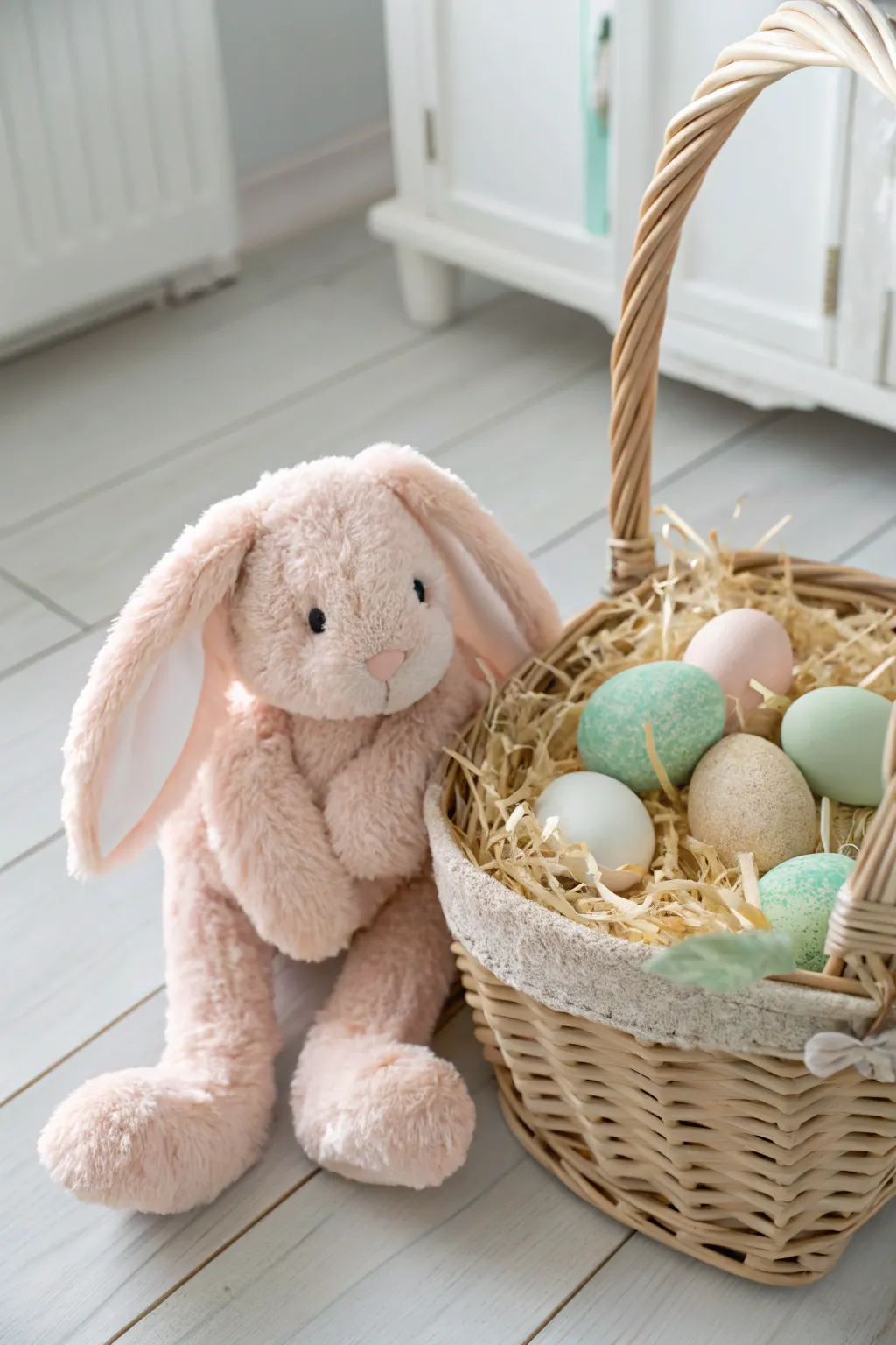 Cuddle up to Easter joy with this charming bunny plush, a perfect surprise for your little one's basket.