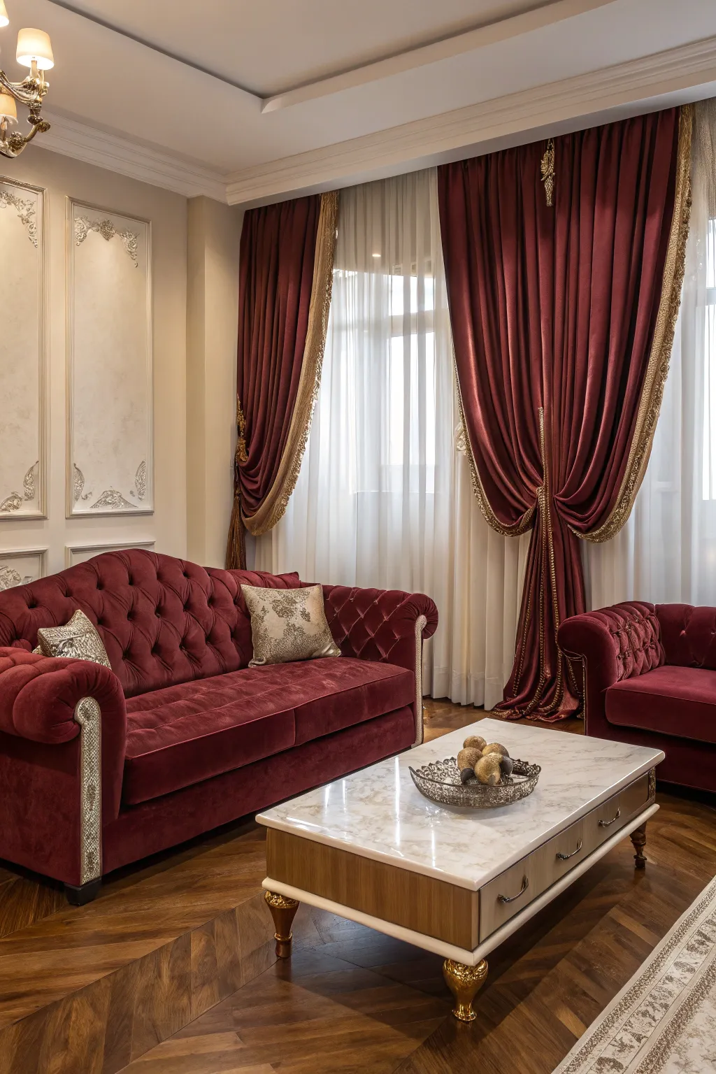 Rich fabrics add an opulent touch to any space.
