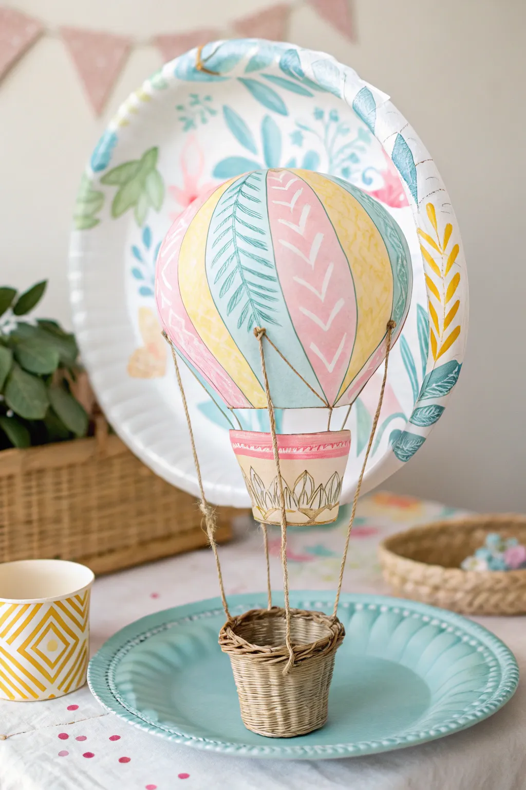 Whimsical paper plate hot air balloons: a touch of adventure and artistry for little dreamers.