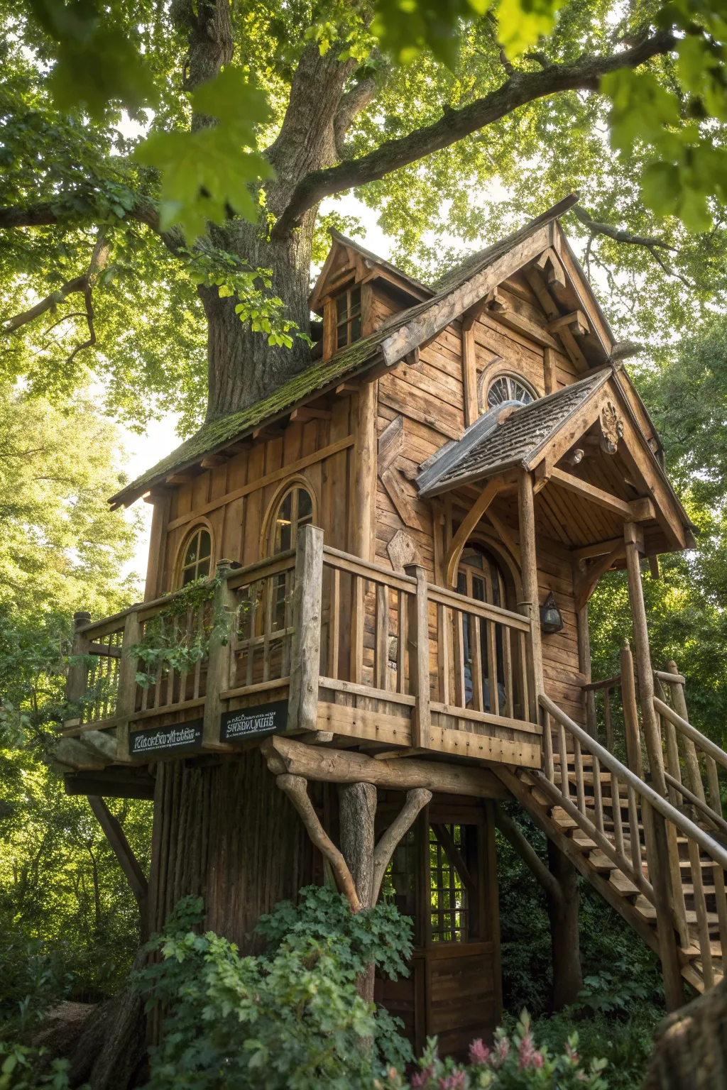Embrace timeless charm with a handcrafted wooden treehouse retreat.