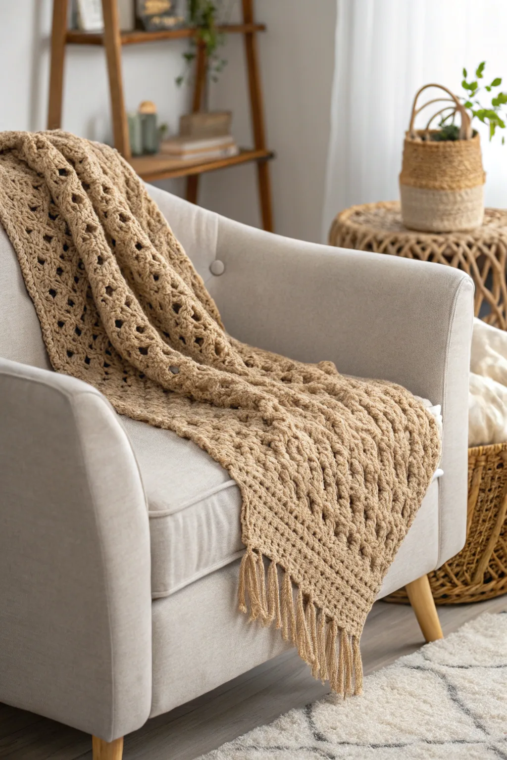Wrap yourself in warmth and style with this trendy chunky throw blanket, the perfect blend of Scandinavian simplicity and Boho charm.