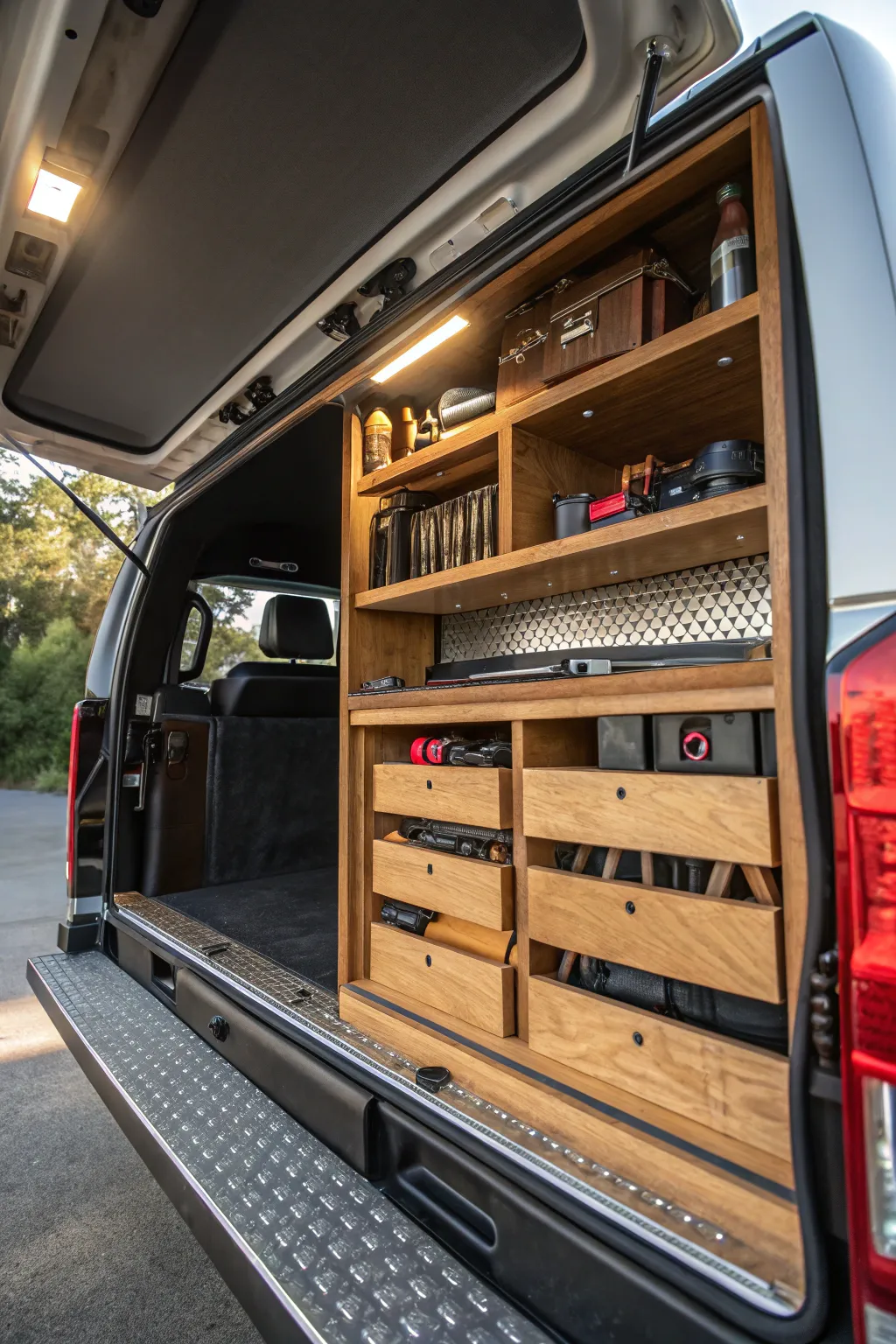 Transform chaos into order with handcrafted shelving for your truck cap.