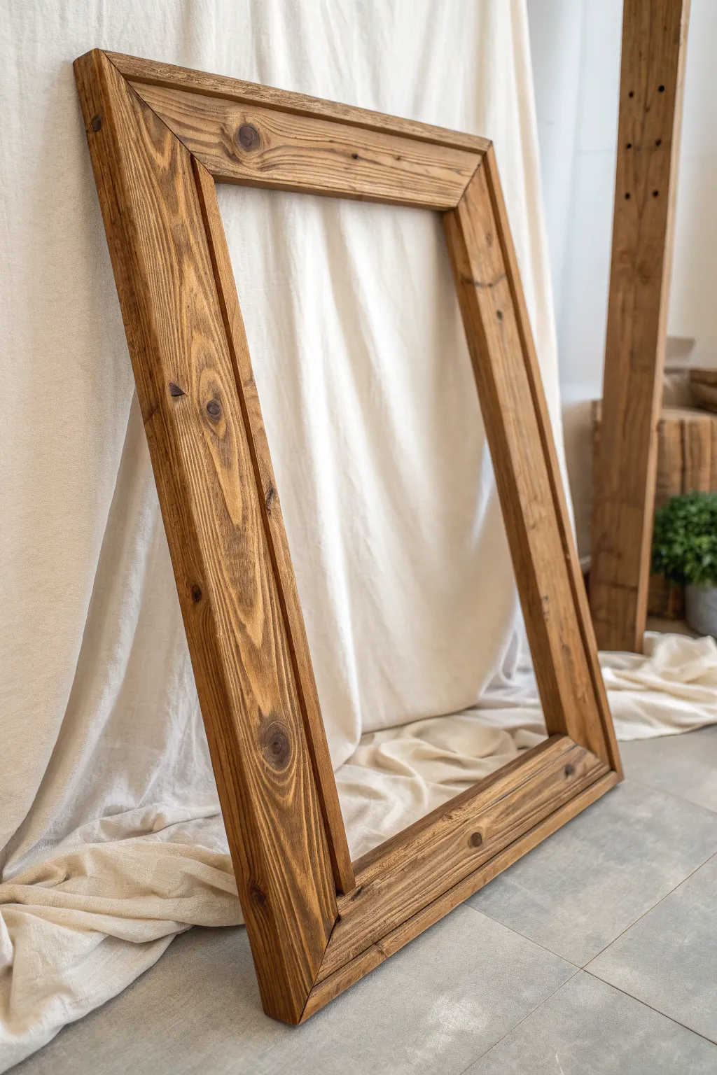 Embrace simplicity and craftsmanship with this classic wooden tufting frame, perfect for your next creative project.
