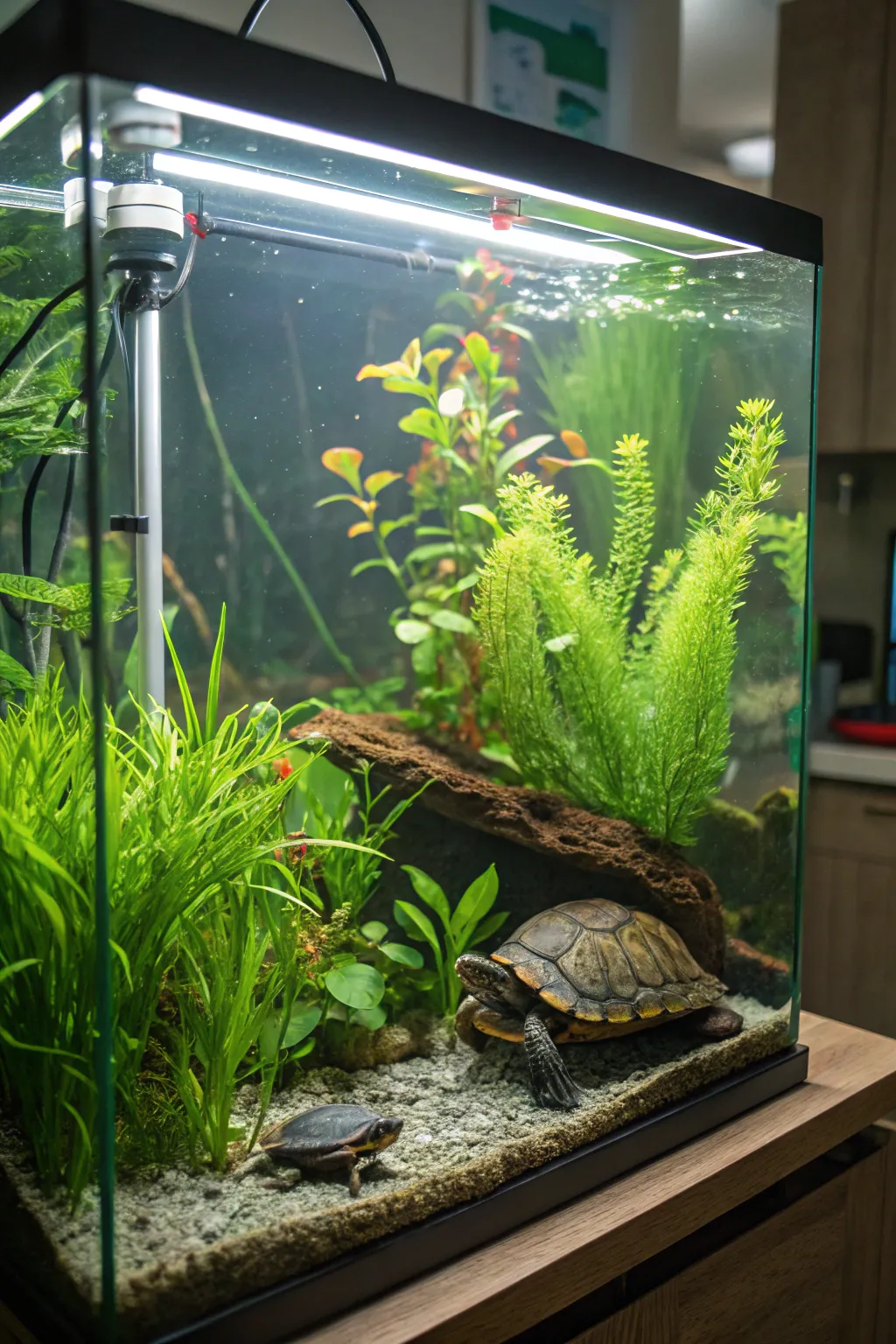 A lush aquatic oasis with vibrant plants offering both beauty and functionality.