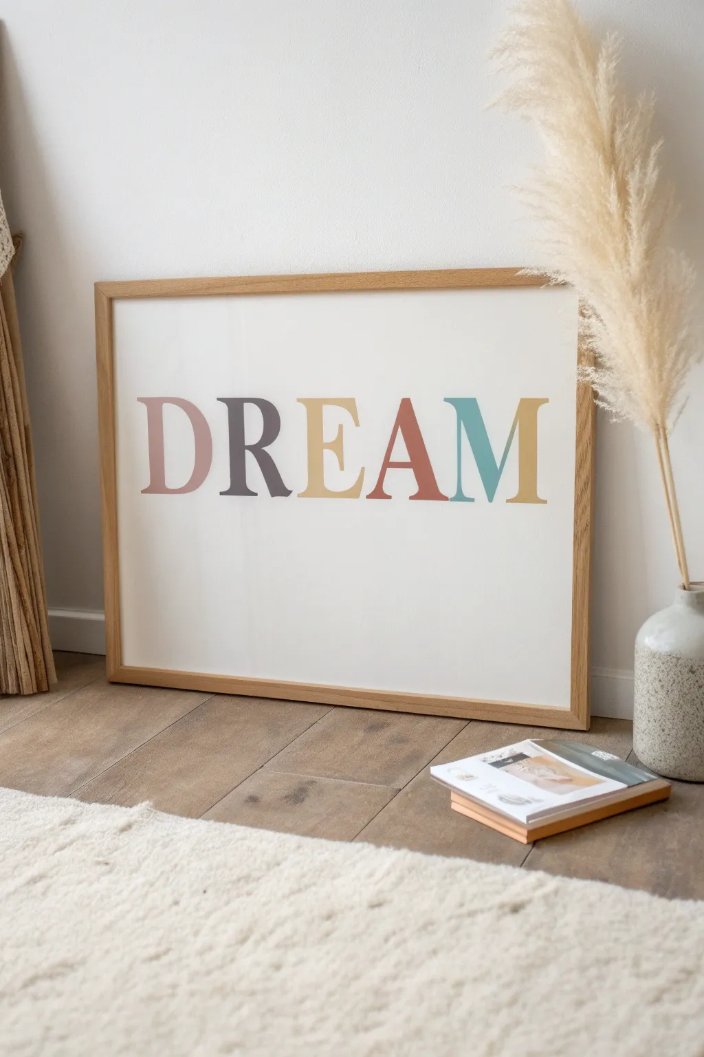 Elevate your space with minimalist typography art—where dreams take center stage in style.