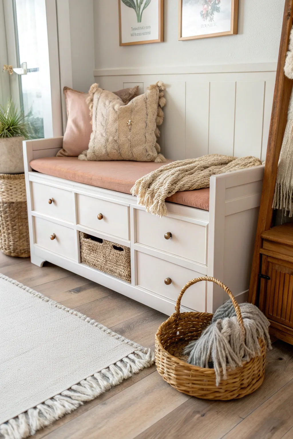 Transform your old dresser into a chic entryway bench and embrace the beauty of upcycling with minimalist elegance!