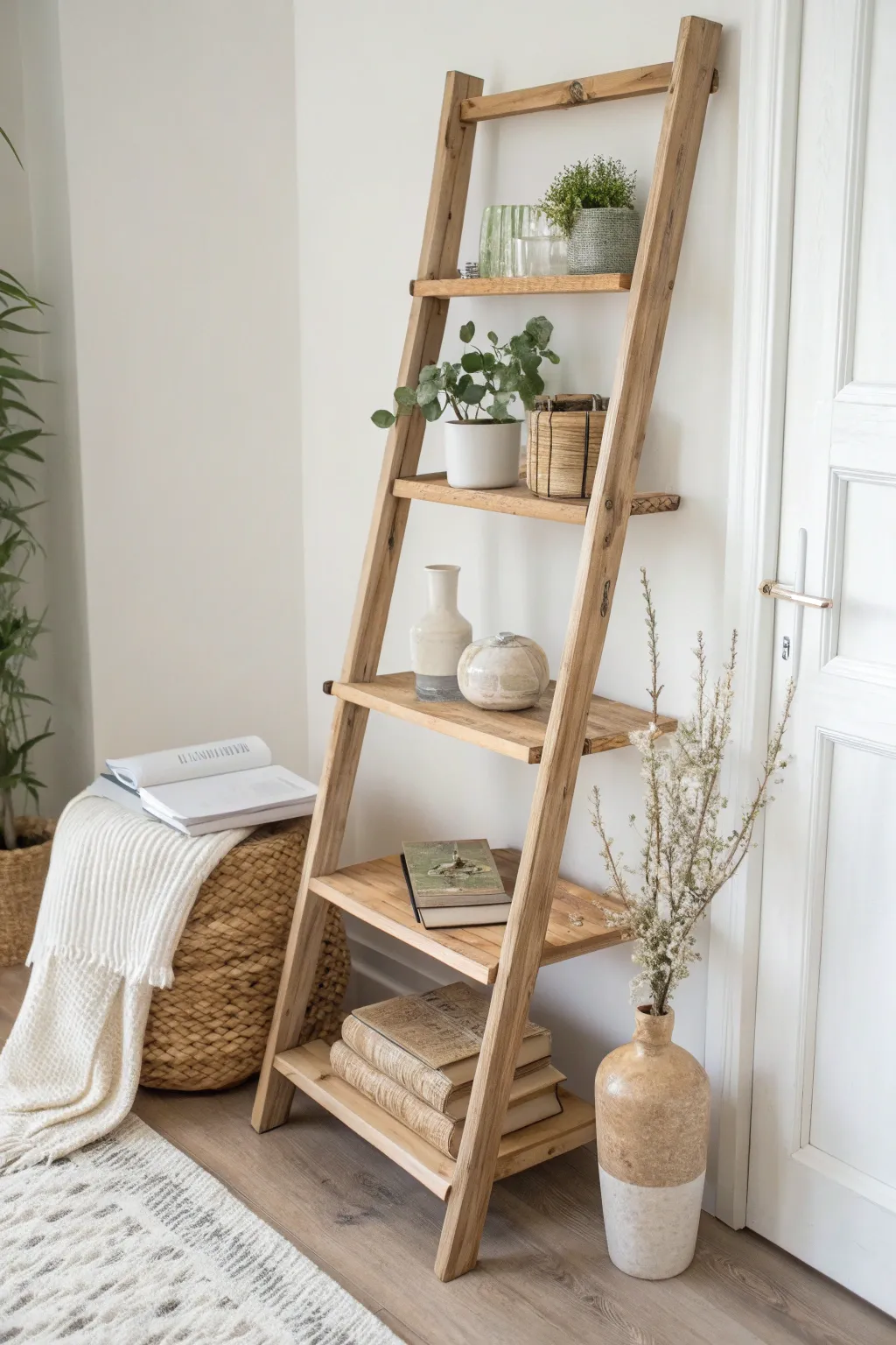 Elevate your space with this Scandinavian-inspired leaning shelf makeover. Simple, natural, and utterly chic!