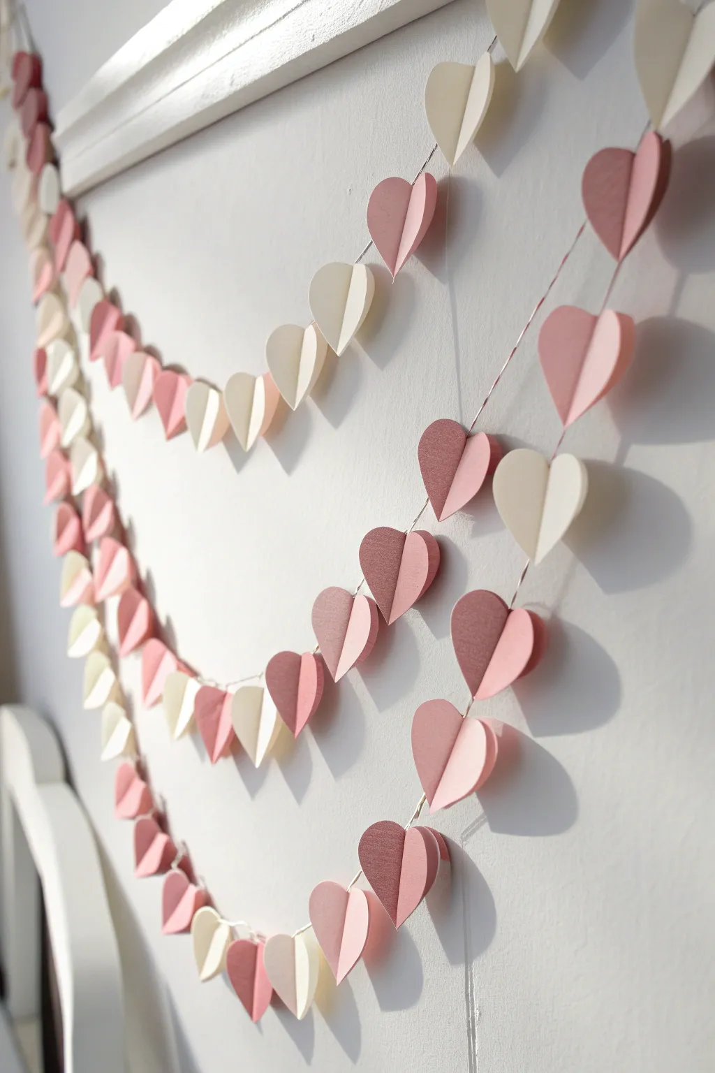 Add a touch of handmade elegance to your space with this delightful paper heart garland.