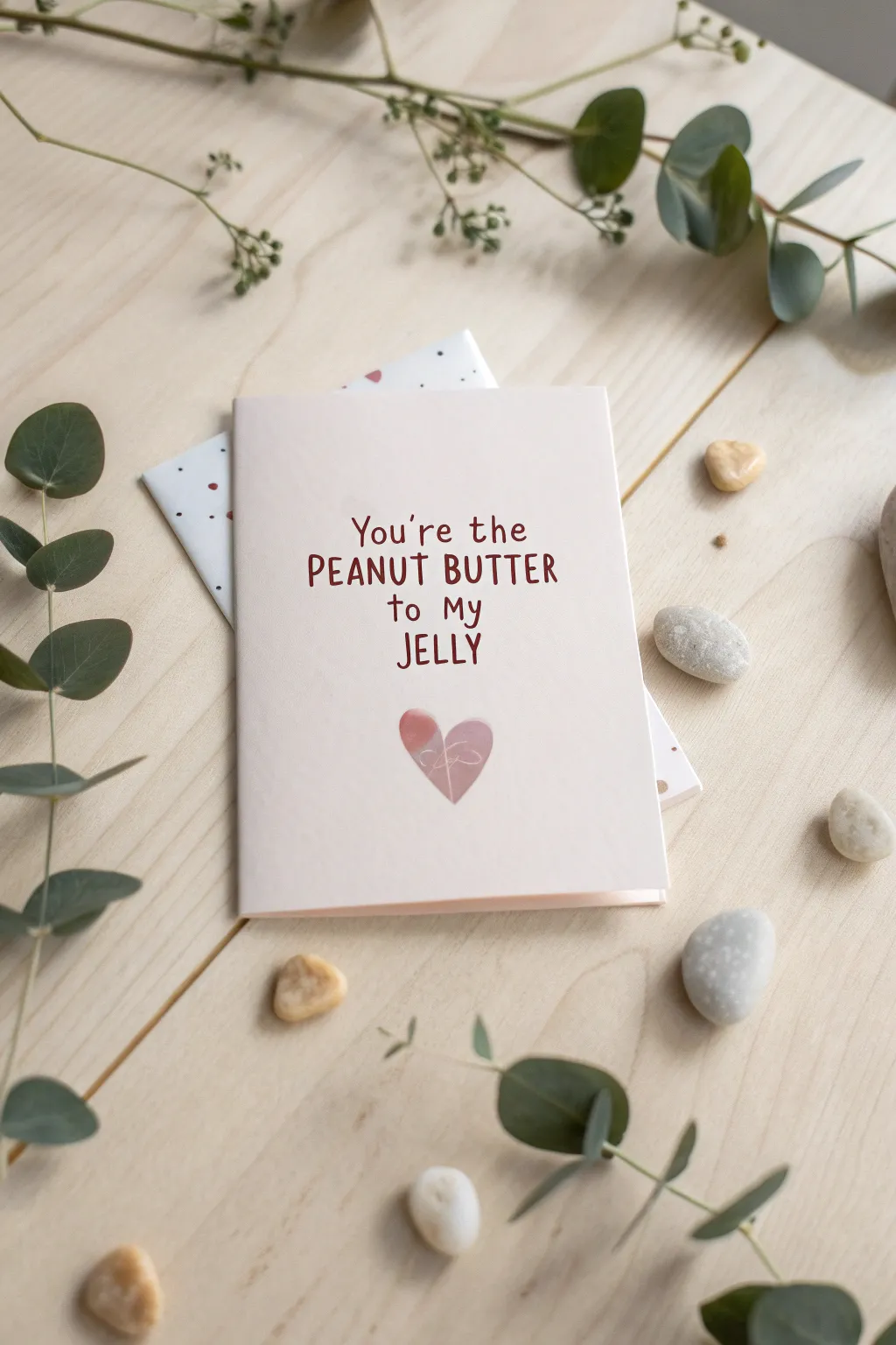 Spread love and laughter with a charming pun: 'You're the peanut butter to my jelly'. Perfect for a heartfelt yet playful Valentine's gesture.