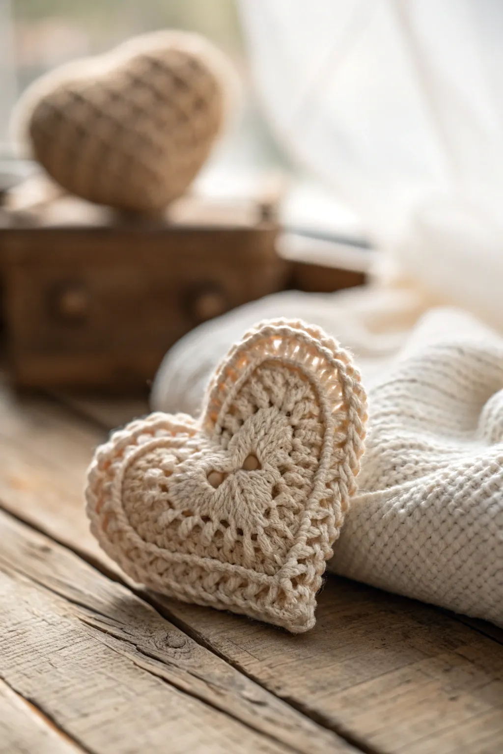Embrace the warmth of handcrafted love with a beautifully crocheted heart - a perfect minimalist touch for Valentine's Day decor.