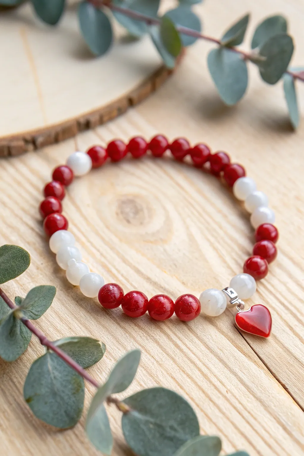 Embrace love and simplicity with this handcrafted classic red and white love bracelet, perfect for Valentine's Day.