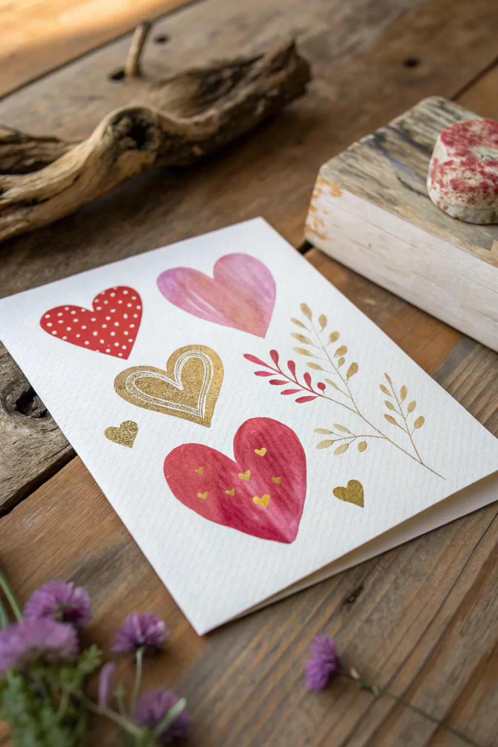Crafted with Love: A Hand-Painted Heart Card to Share Warmth and Joy this Valentine's Day.