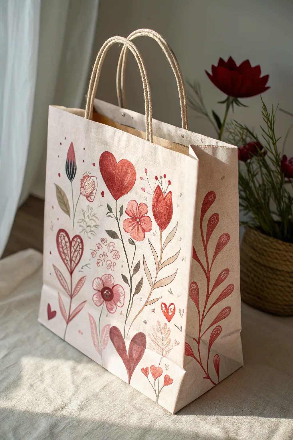Craft your love with hand-painted heart bags, a perfect blend of simplicity and romance.