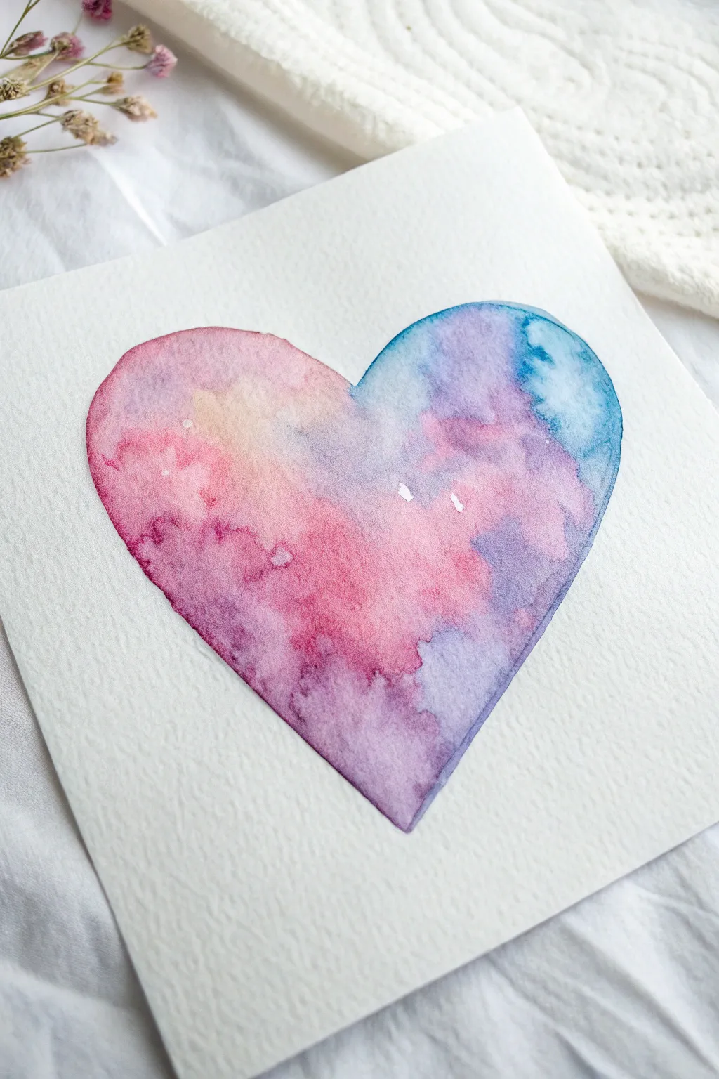 Embrace the dreamy allure of watercolor for a Valentine’s touch. Perfectly minimalist with a boho twist.