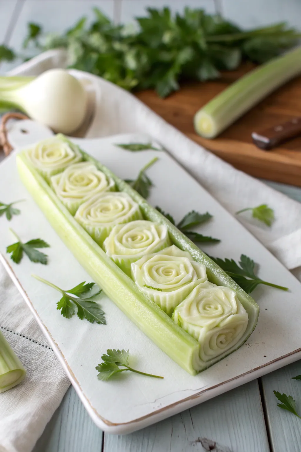 Transform your kitchen scraps into art with celery rose printing!