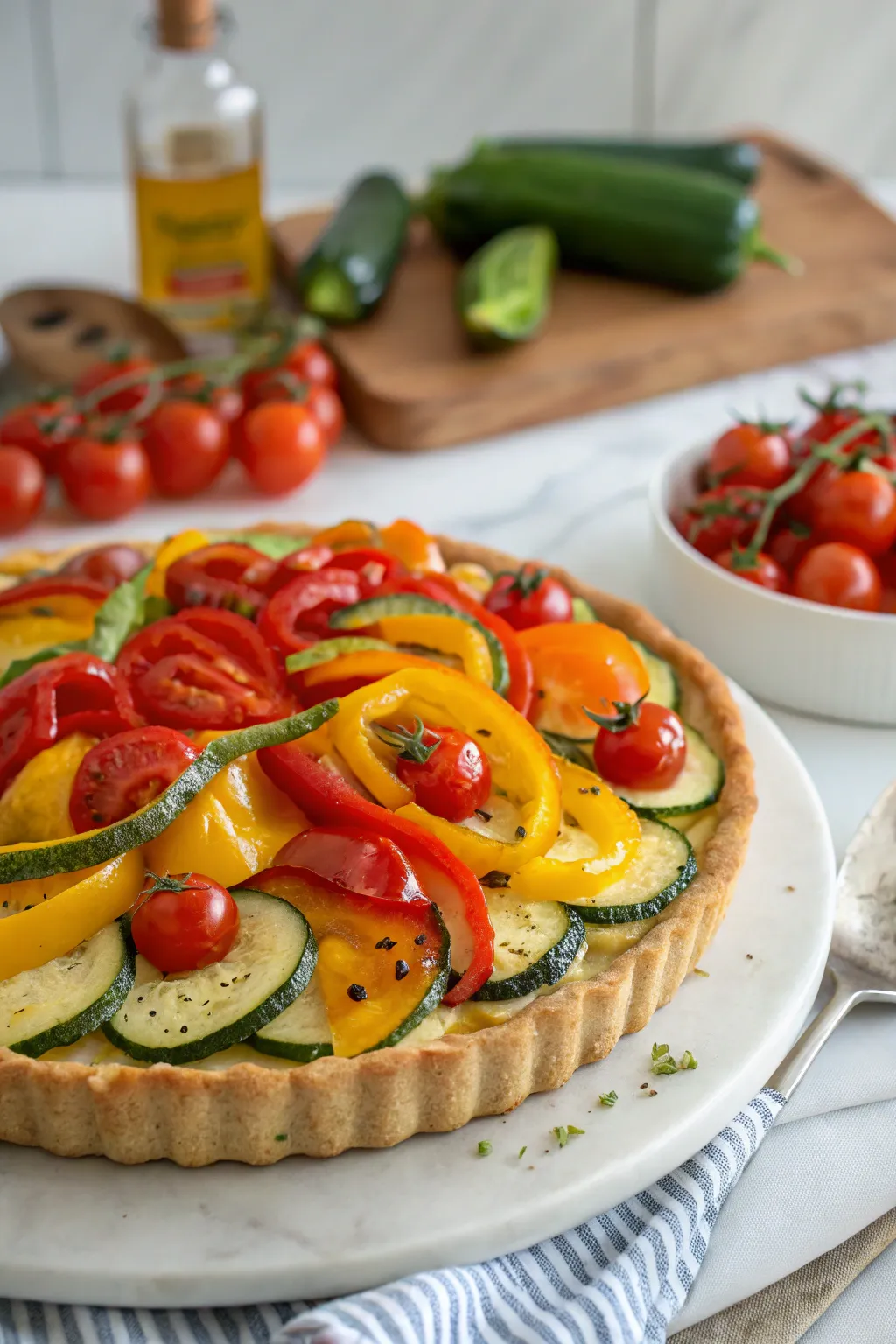 A vibrant vegetable tart that looks as good as it tastes.