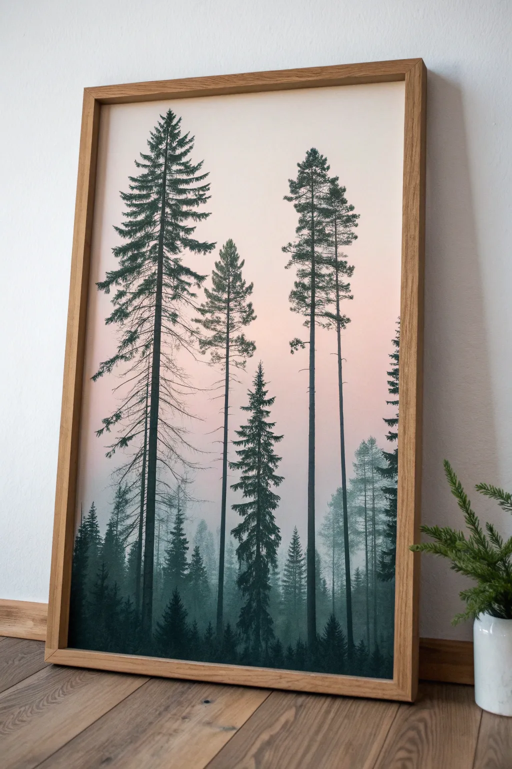 Bring the calm of the forest indoors with this elegant silhouette painting.