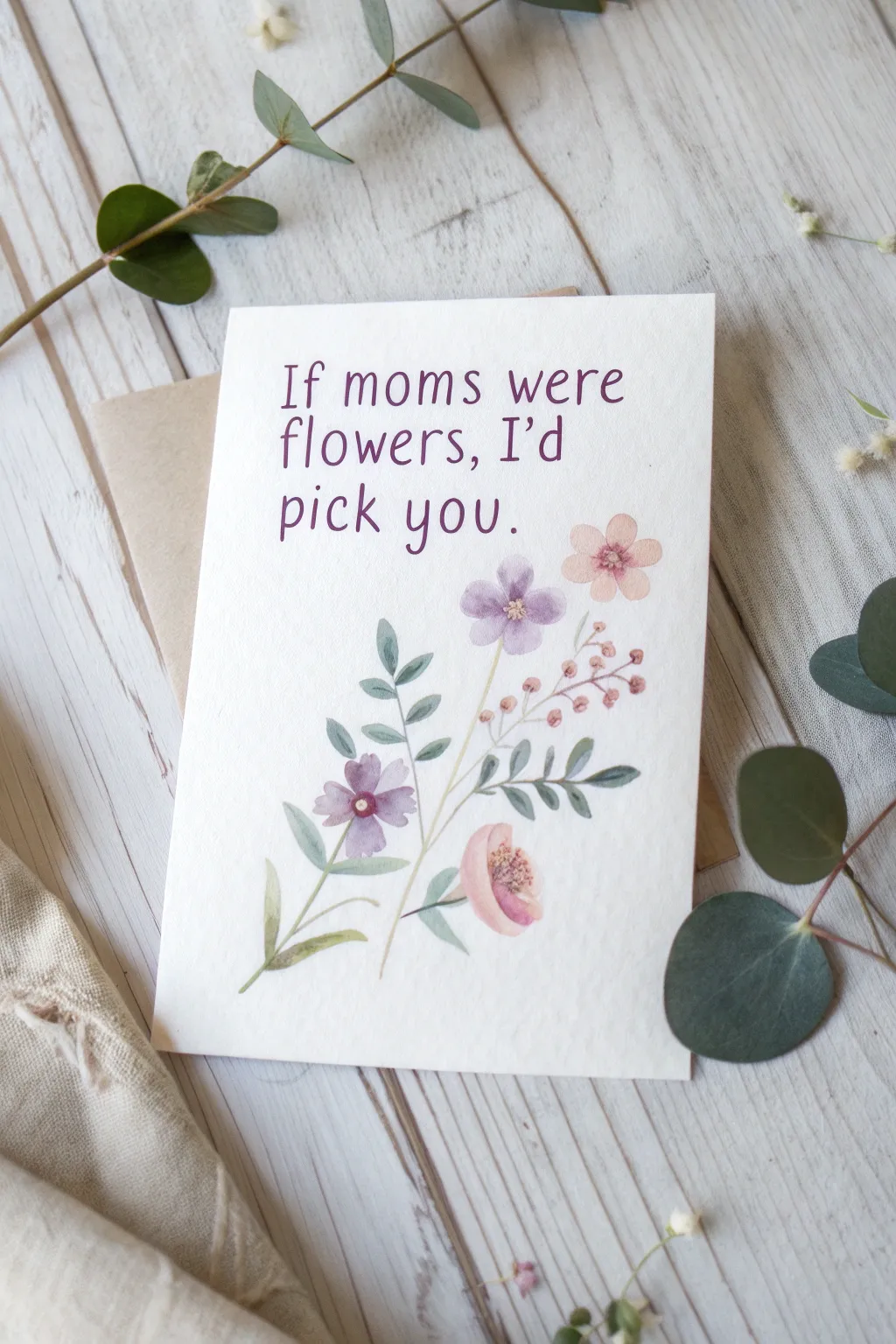 Celebrate Mother's Day with a handmade touch. Delicate watercolor blooms and heartfelt words for the most special mom.