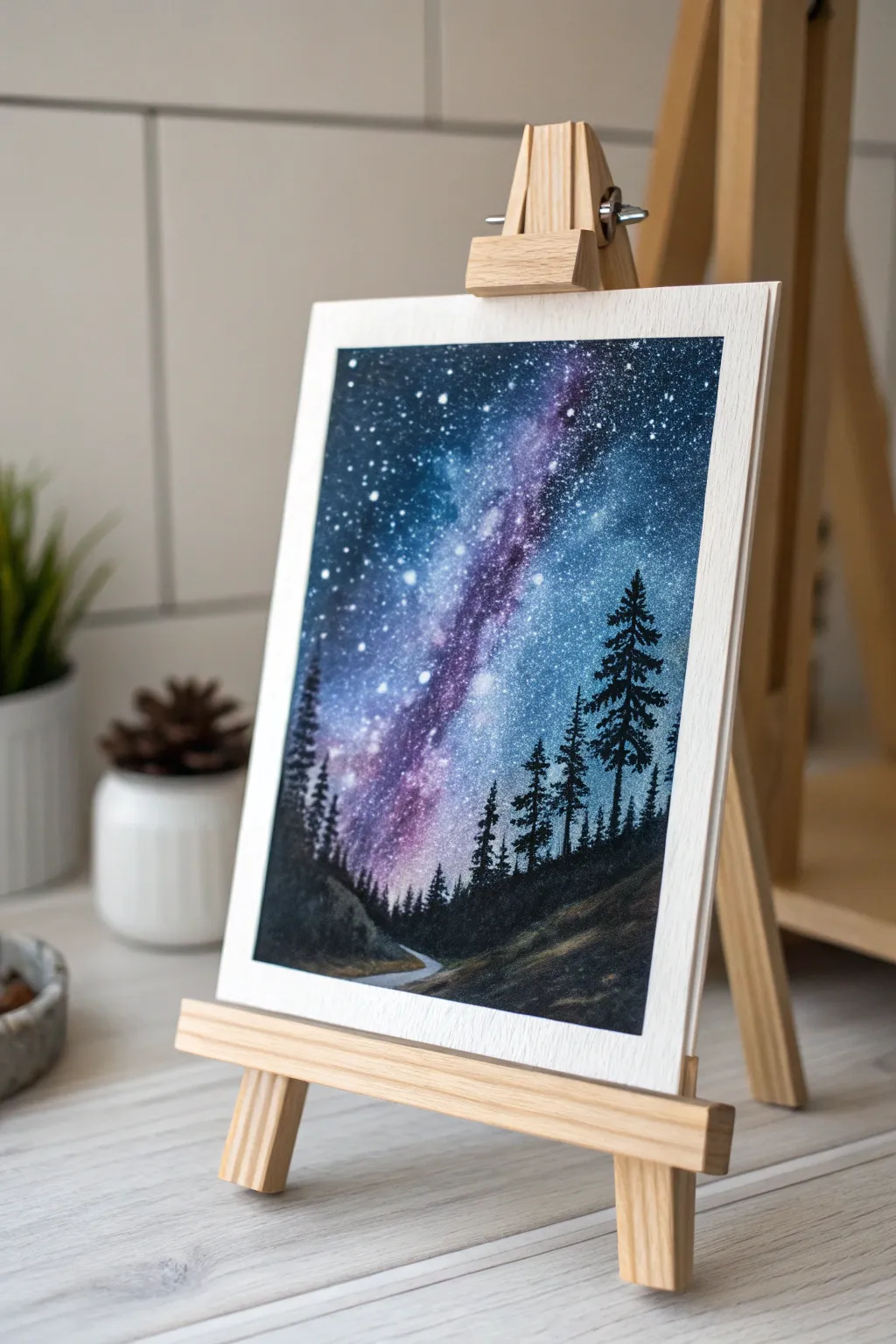 Capture the magic of the night with watercolor pencils. ✨🌌 #StarryNightArt