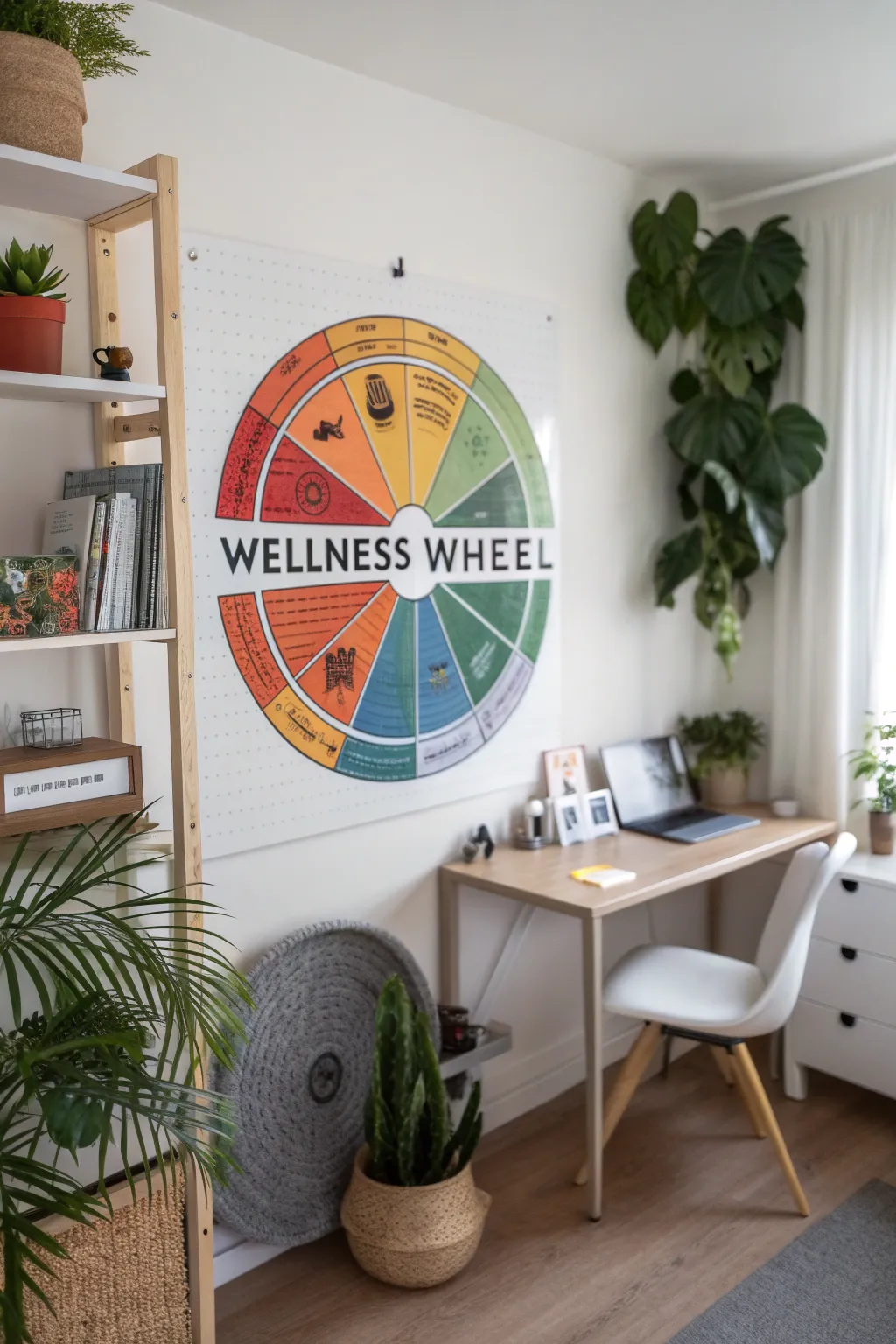 A beautifully crafted wellness wheel showcasing different aspects of health.